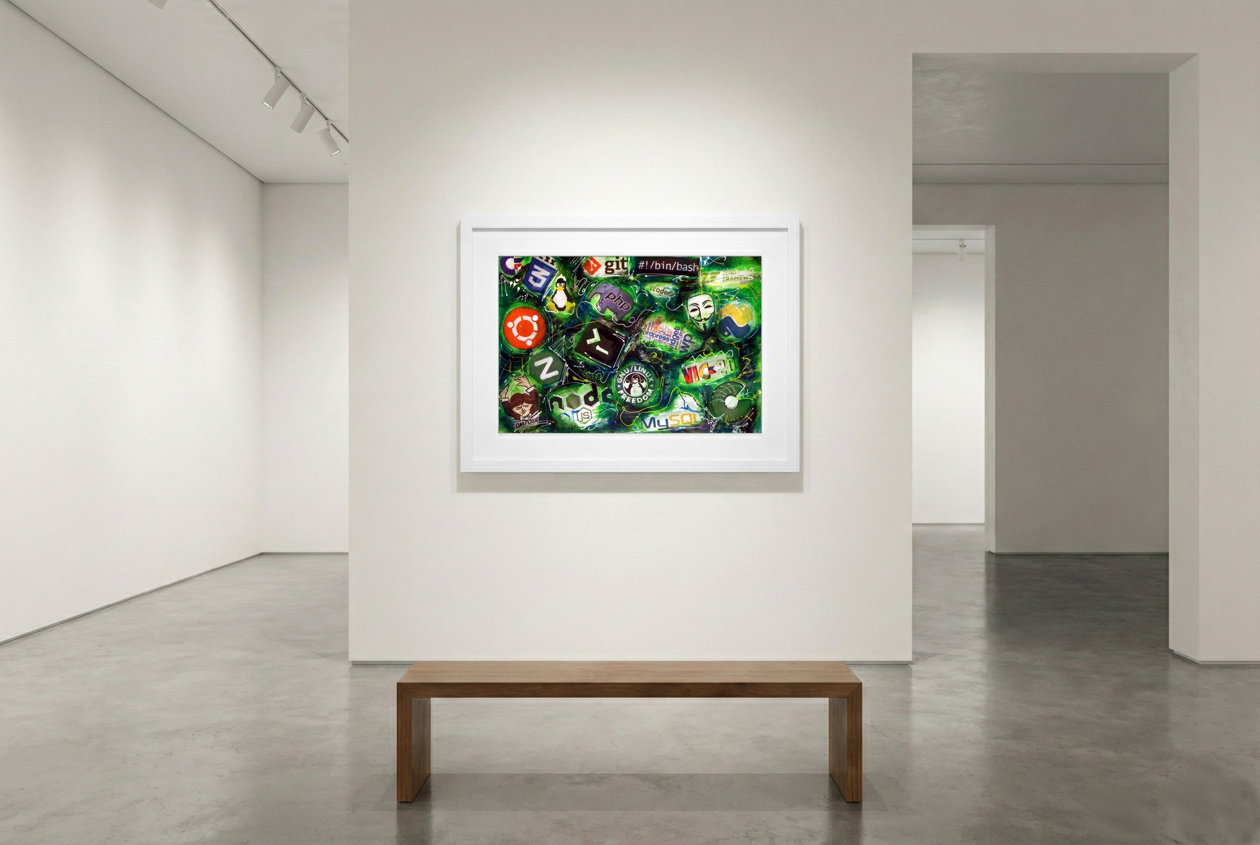 Green Coding Icons Collage — art on the wall, room interior preview 3