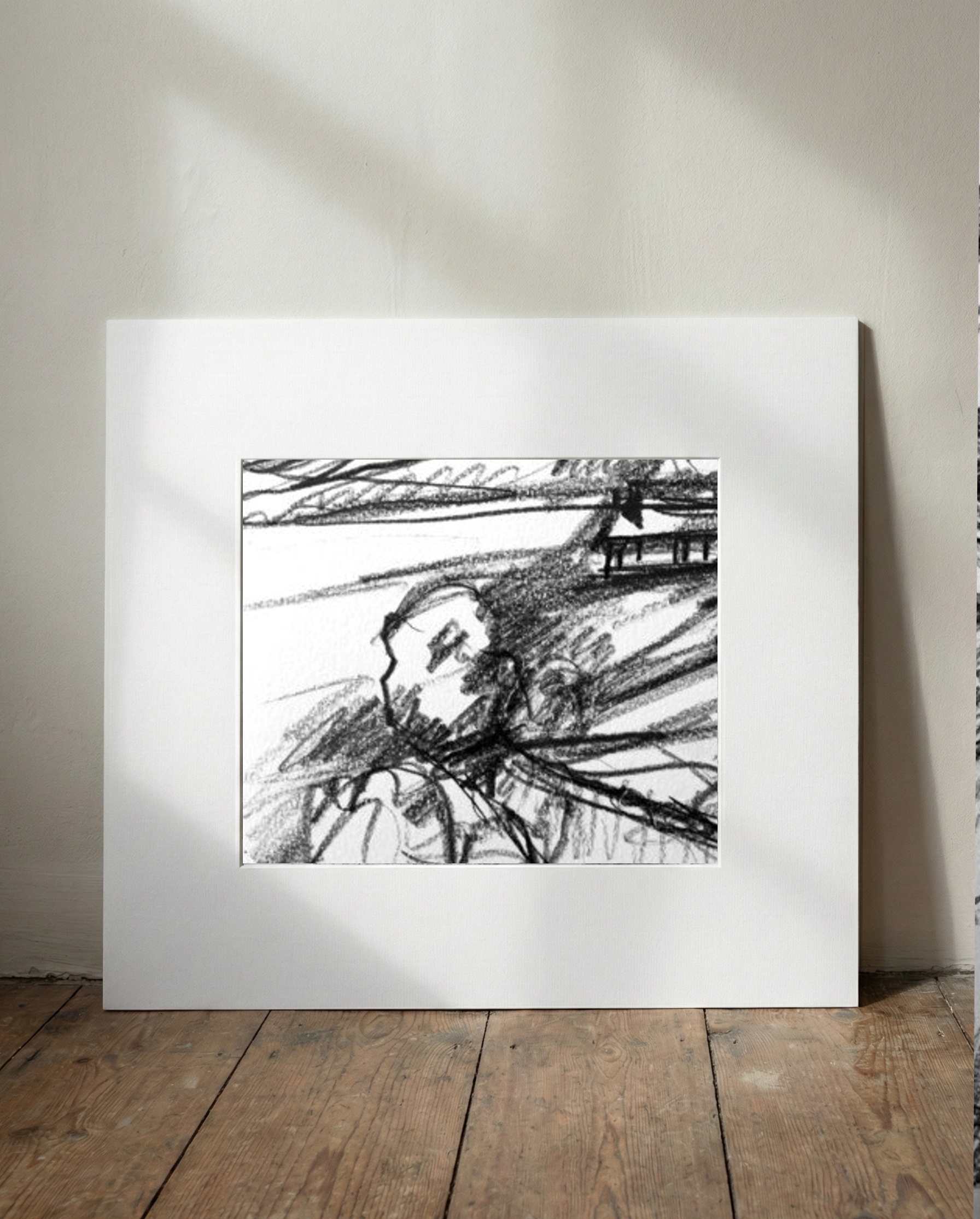 Charcoal Hillscape Drawing from Mayo — art on the wall, room interior preview 1