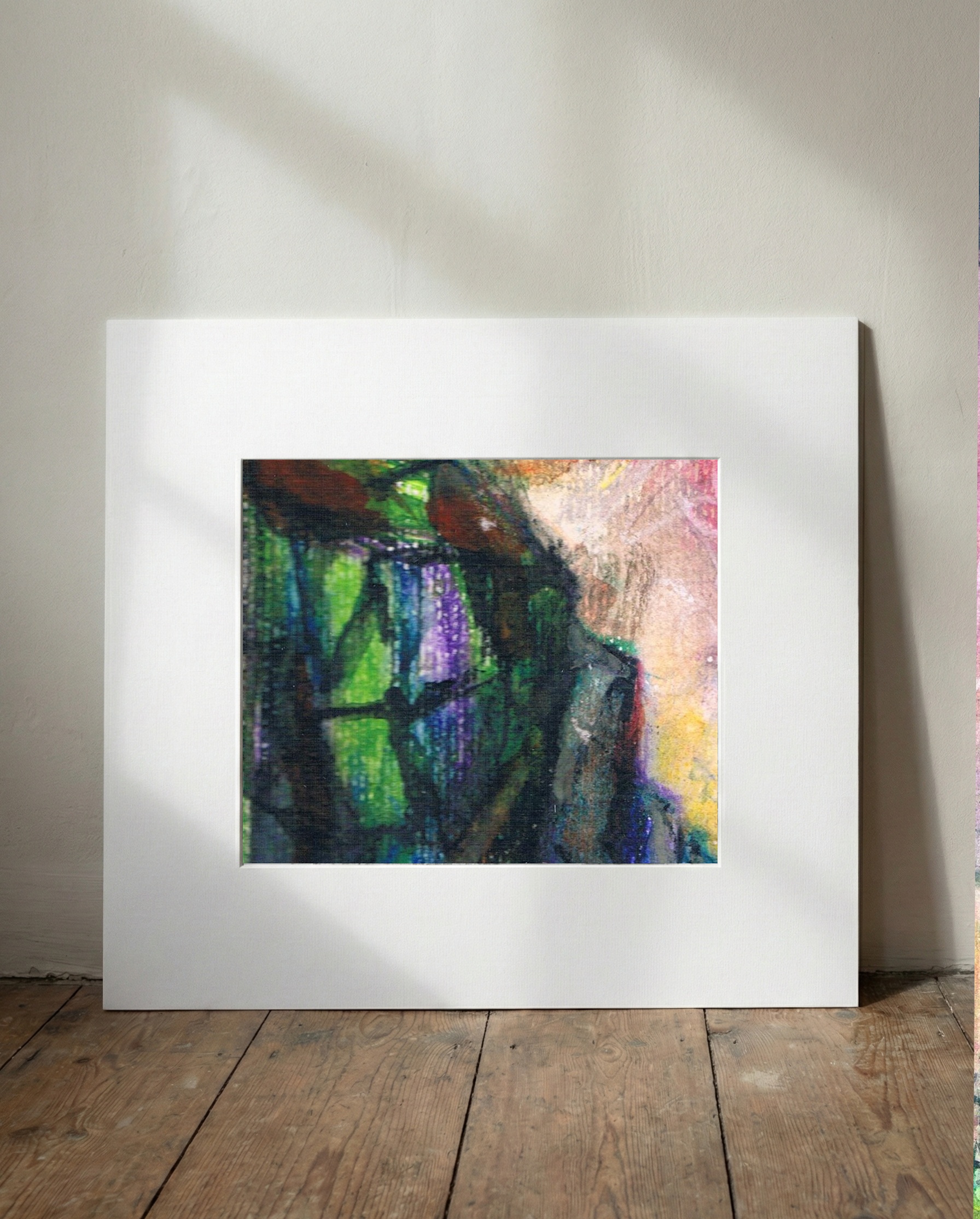 Bright Yellow Landscape with Pastels — art on the wall, room interior preview 1