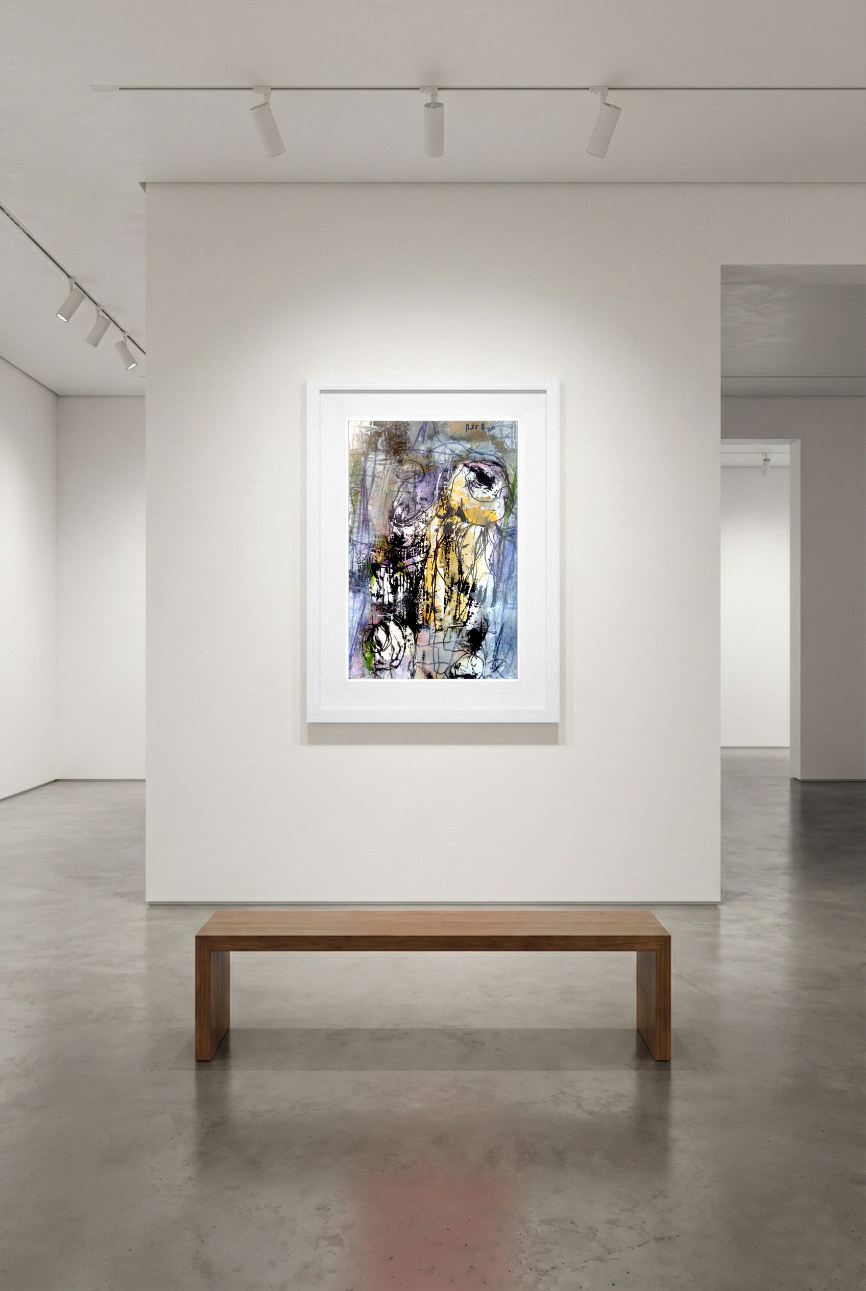 Yellow and Purple Swirls on Paper — art on the wall, room interior preview 3