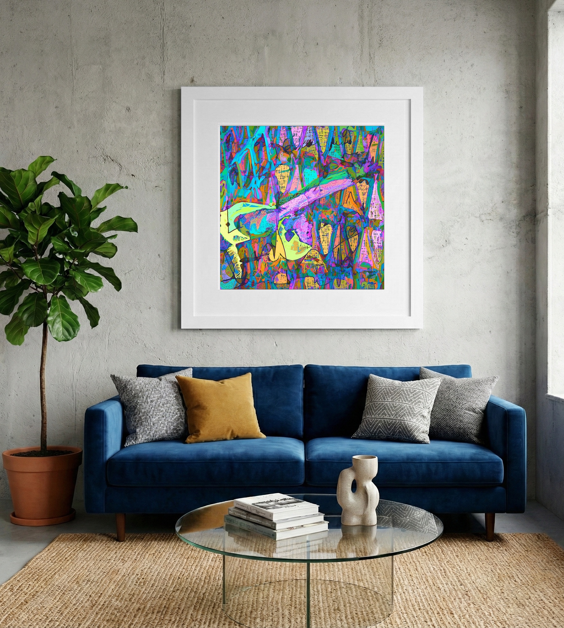 Turquoise and Magenta Art for Meditation — art on the wall, room interior preview 2