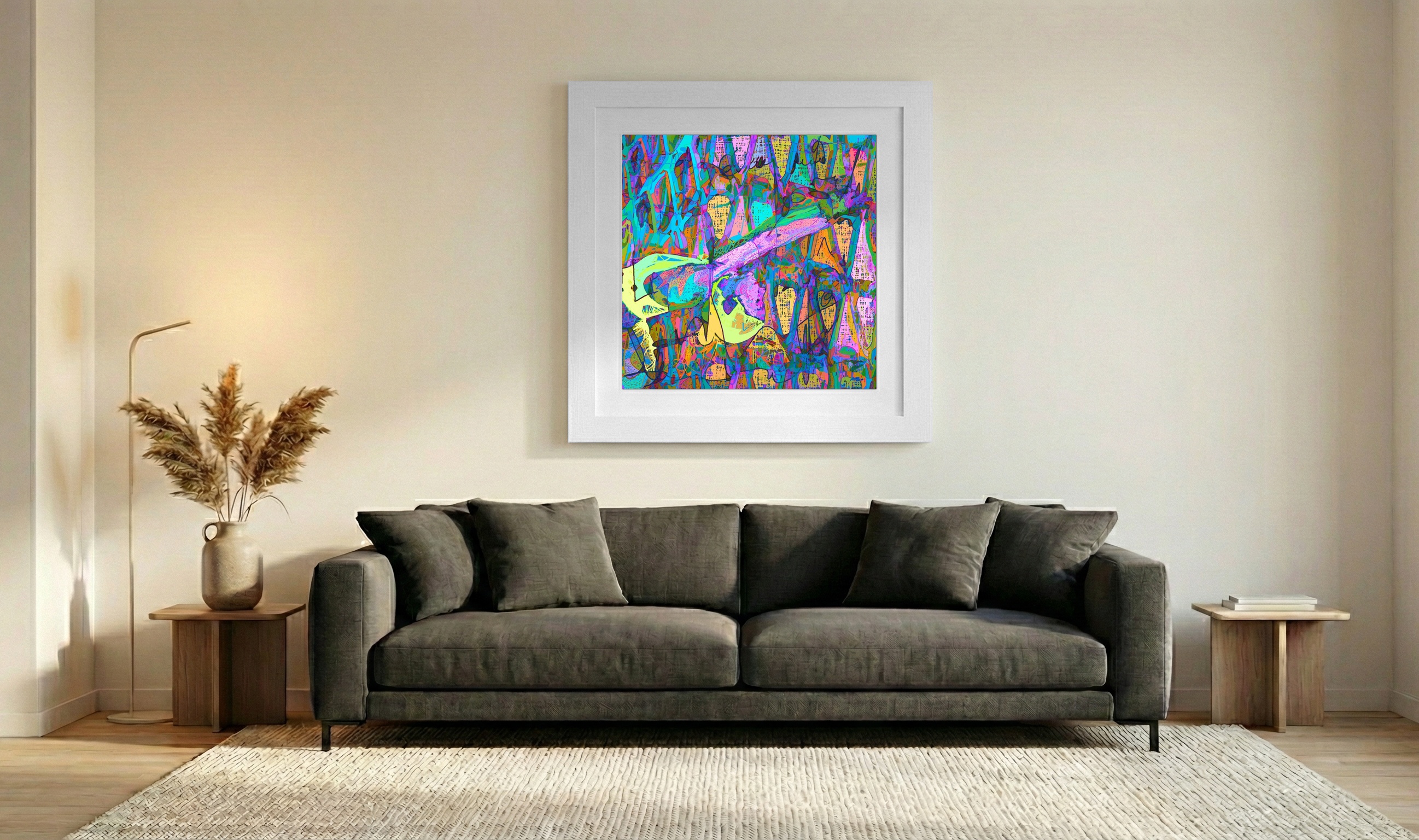 Turquoise and Magenta Art for Meditation — art on the wall, room interior preview 3
