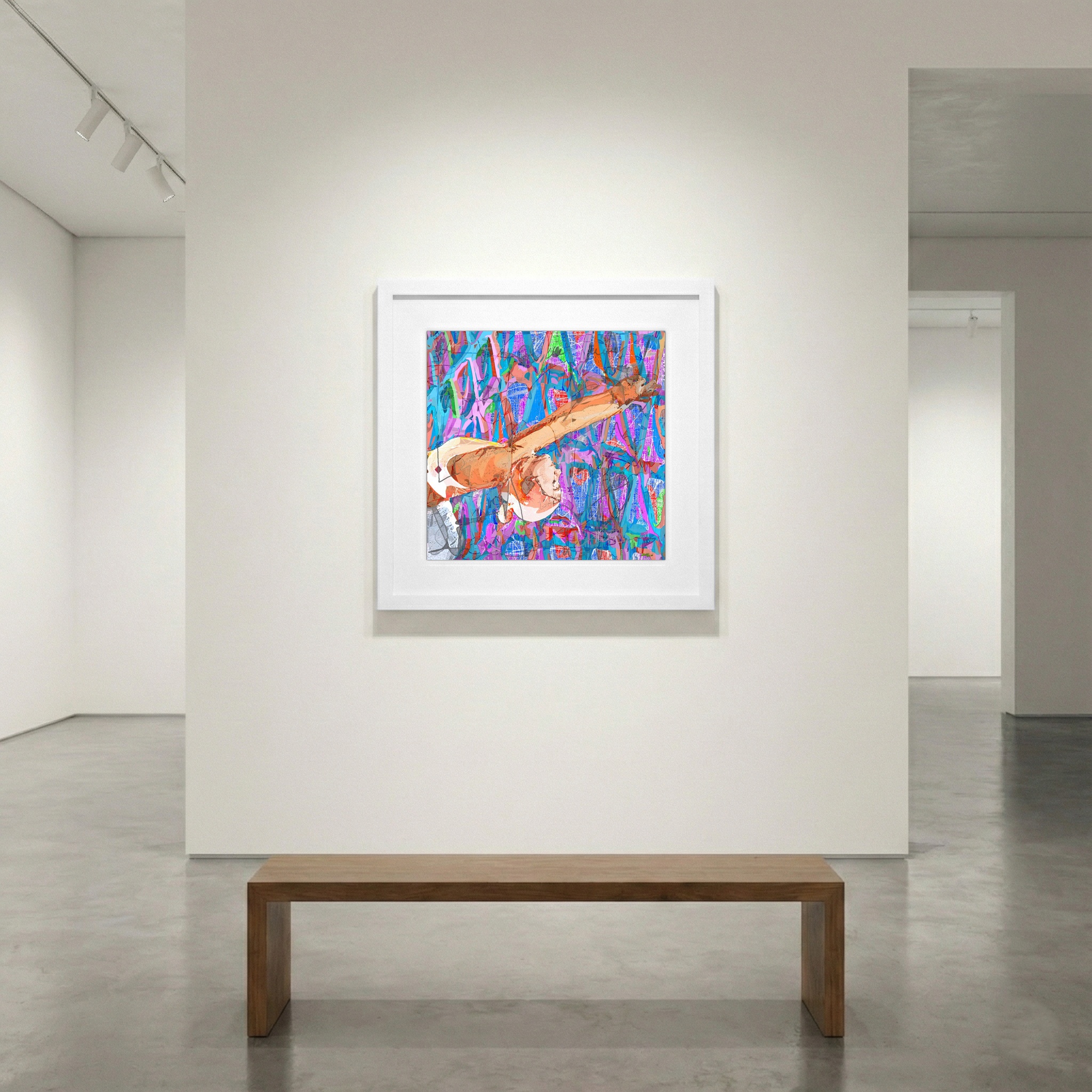 Neon Pink and Blue Movement Art — art on the wall, room interior preview 1