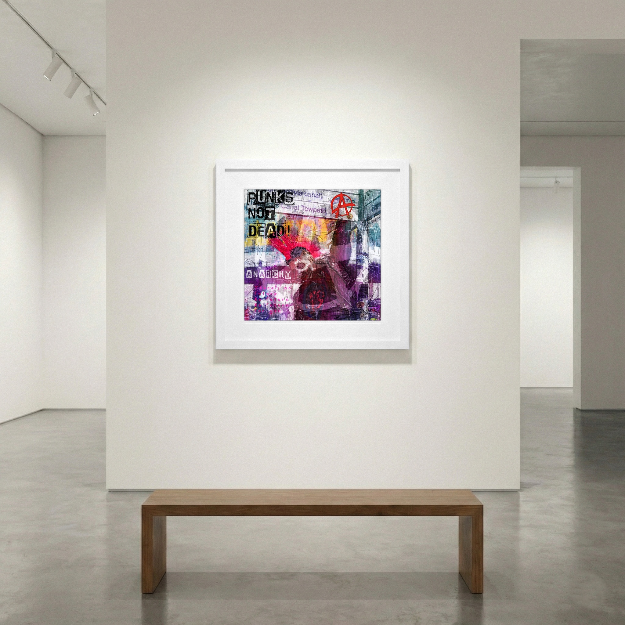 Vivid Pink and Black Punk Art Print — art on the wall, room interior preview 1