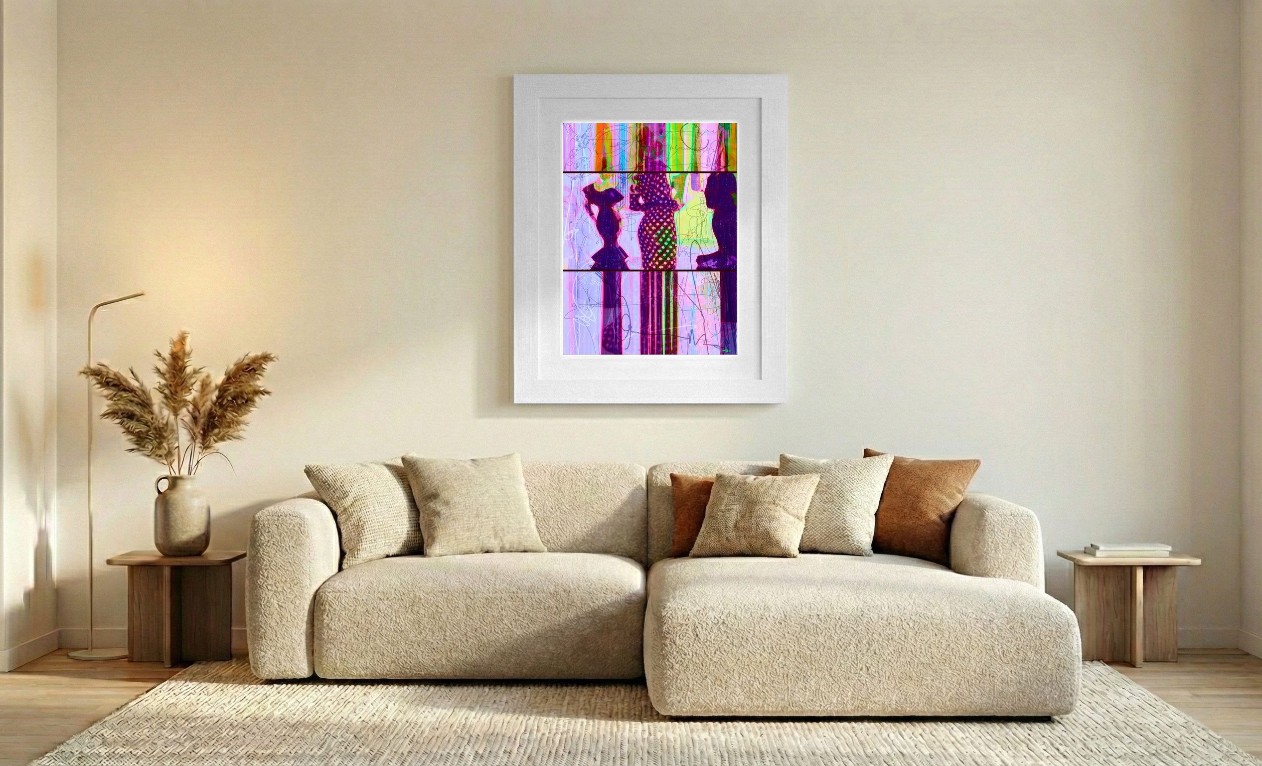 Magenta and Neon Flamenco Dance Art — art on the wall, room interior preview 1
