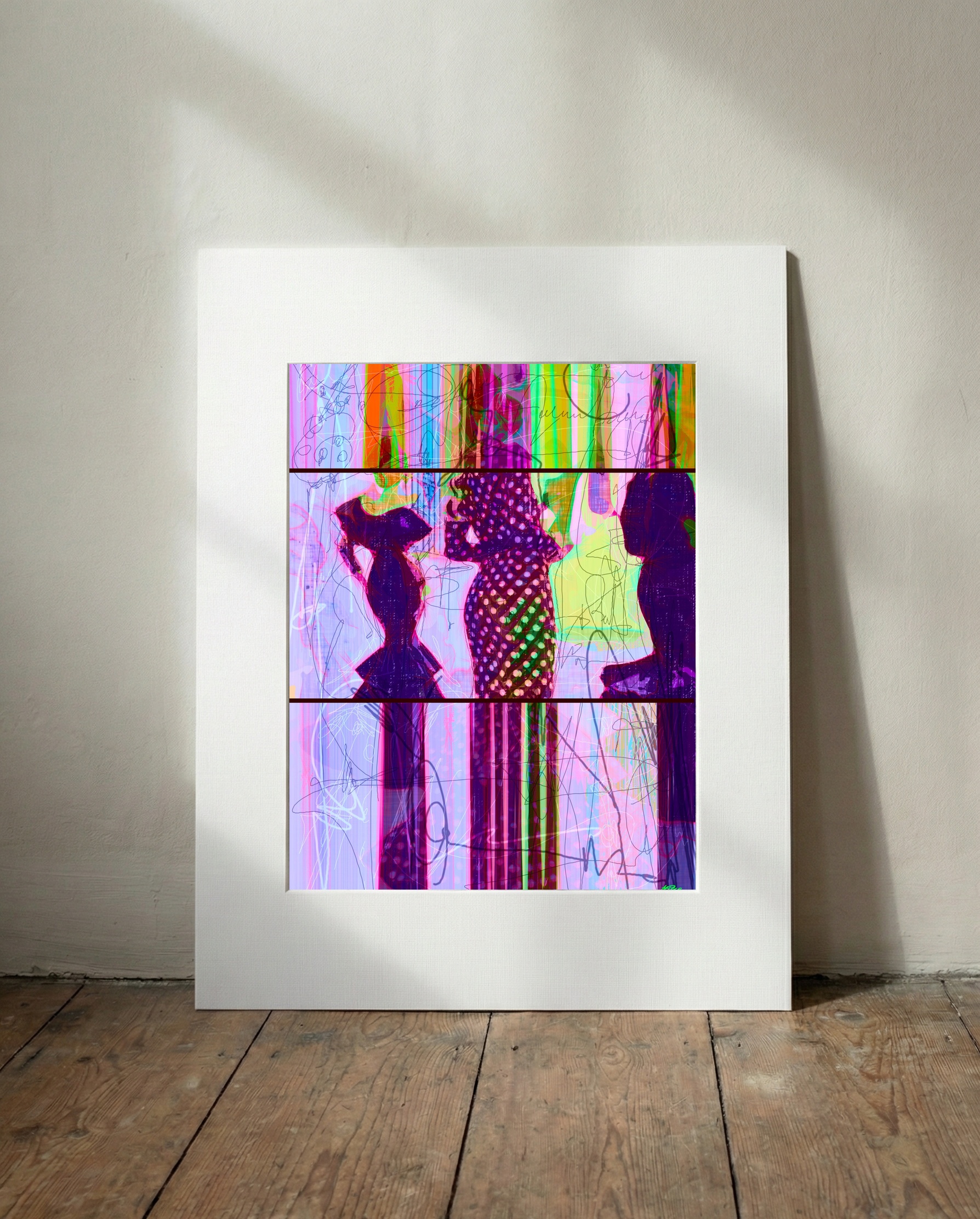 Magenta and Neon Flamenco Dance Art — art on the wall, room interior preview 2