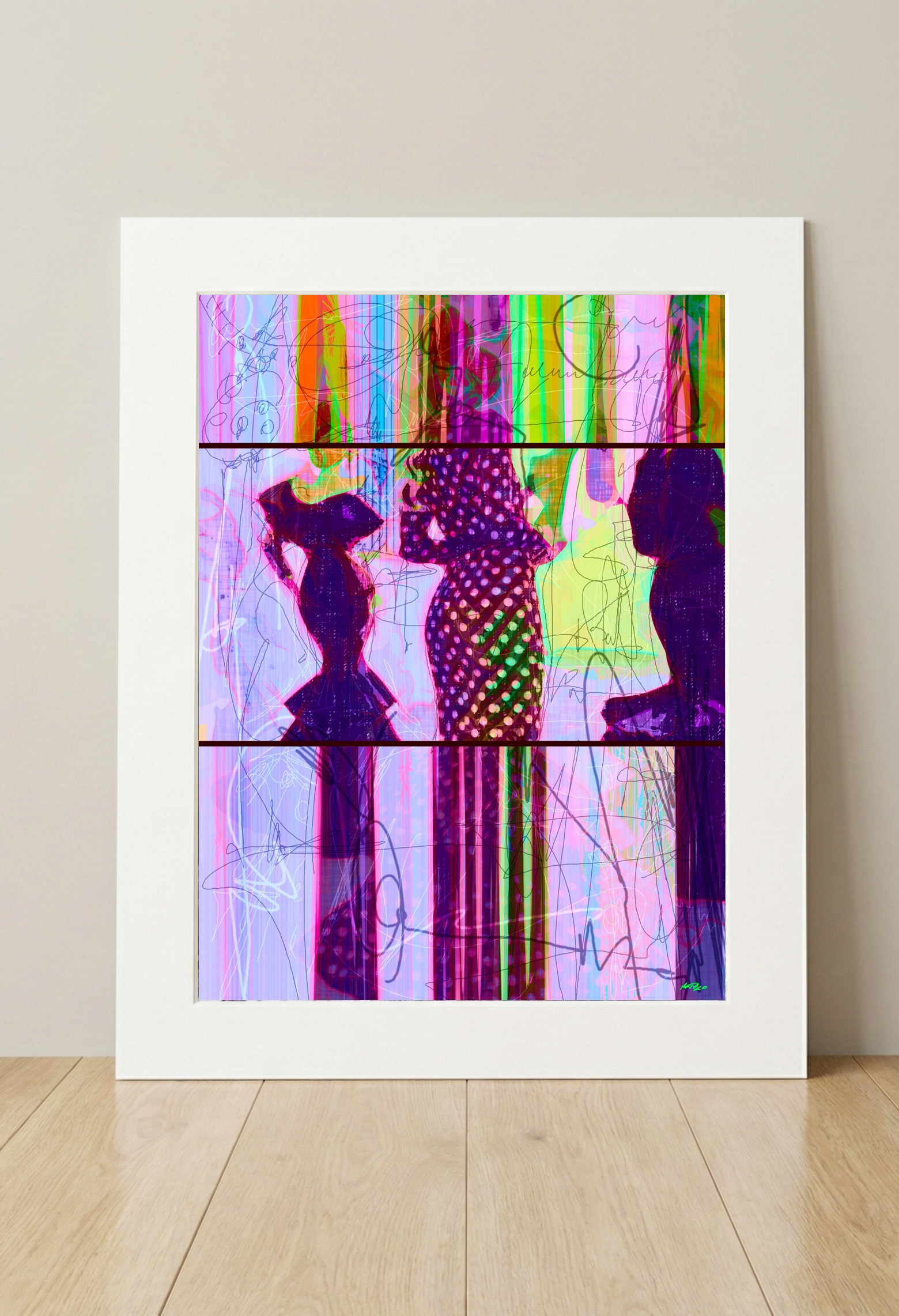Magenta and Neon Flamenco Dance Art — art on the wall, room interior preview 3