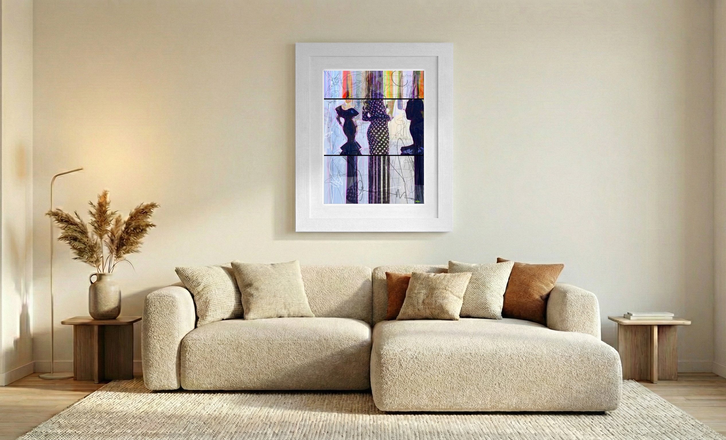 Dynamic Polka Dot Flamenco Dancers — art on the wall, room interior preview 1