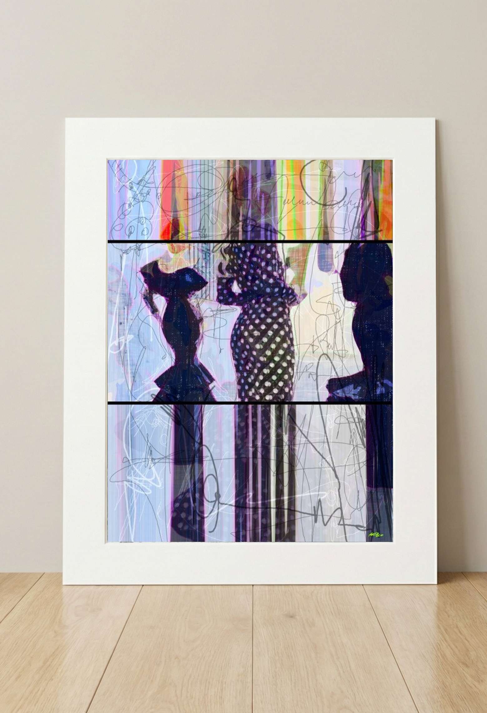 Dynamic Polka Dot Flamenco Dancers — art on the wall, room interior preview 3