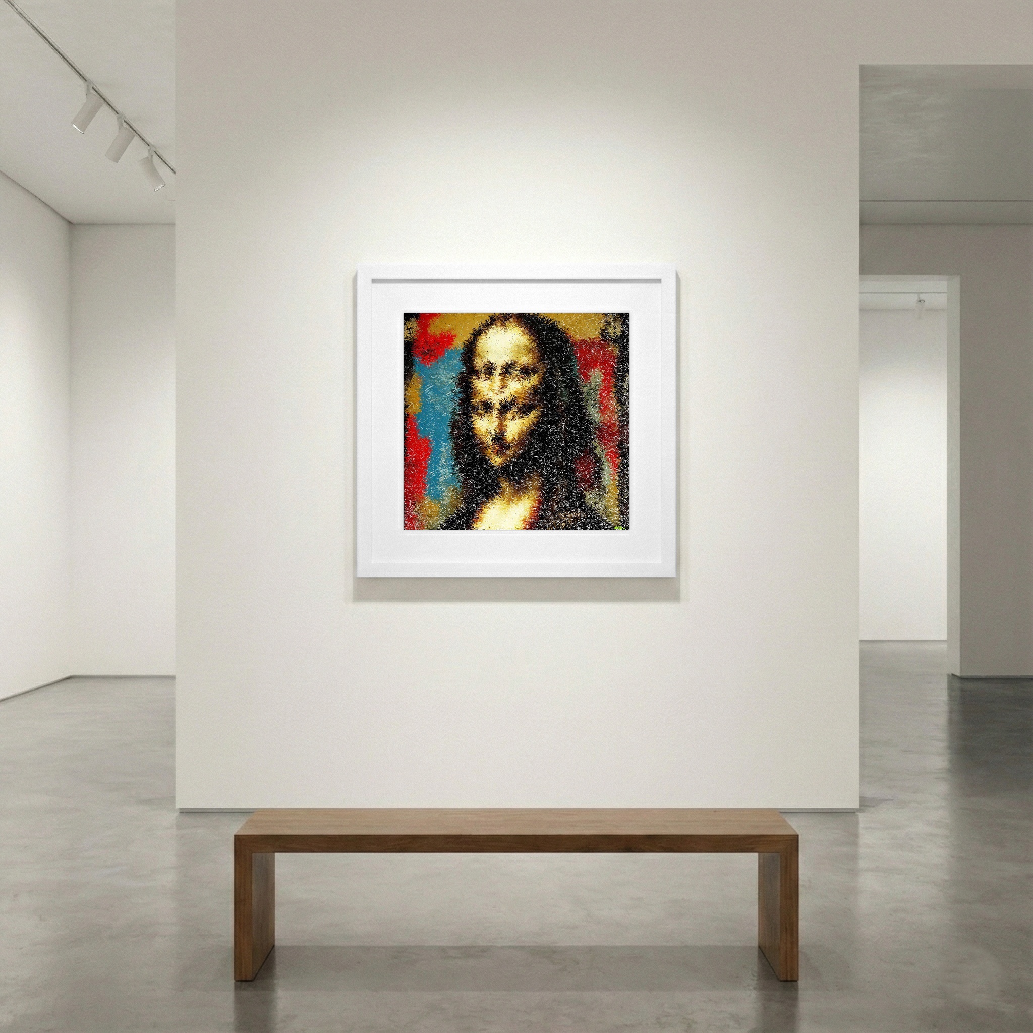 Cerulean and Fiery Red Portrait — art on the wall, room interior preview 1