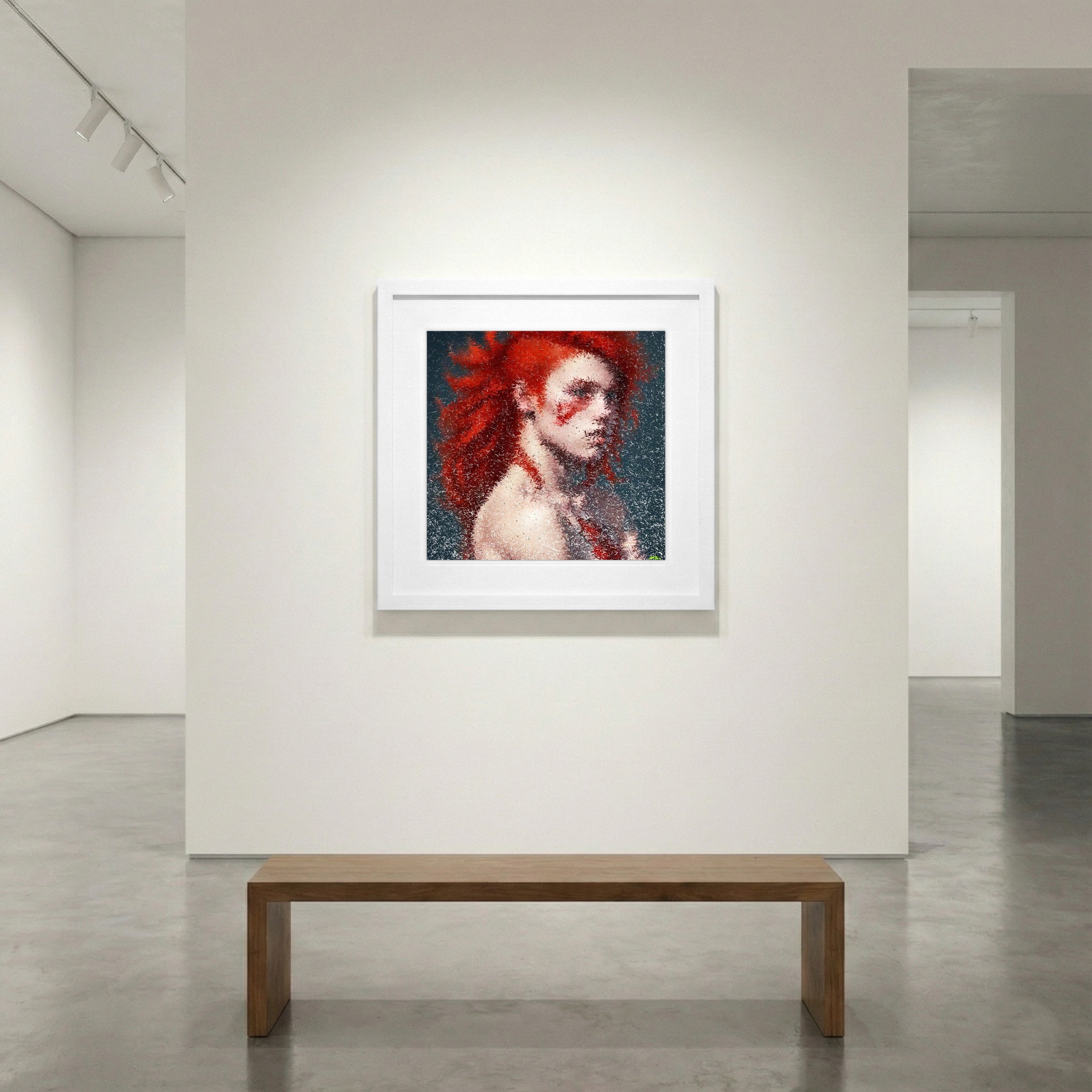 Crimson Flow in Digital Portrait — art on the wall, room interior preview 1