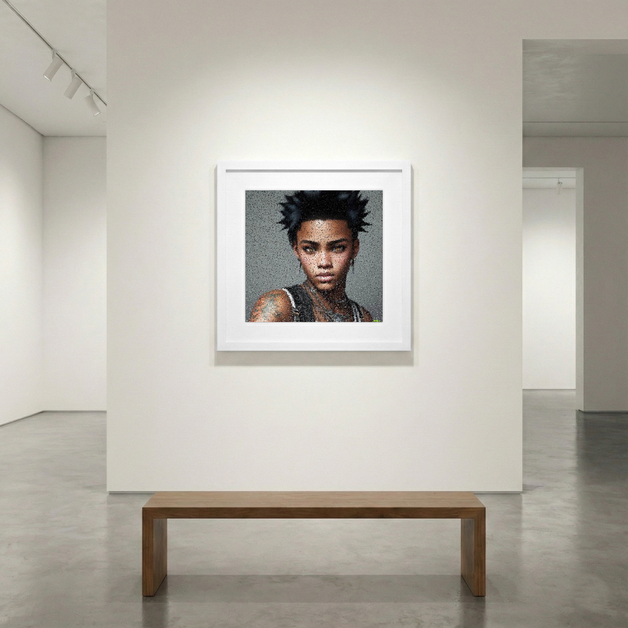 Vibrant Portrait in Digital Hues — art on the wall, room interior preview 1