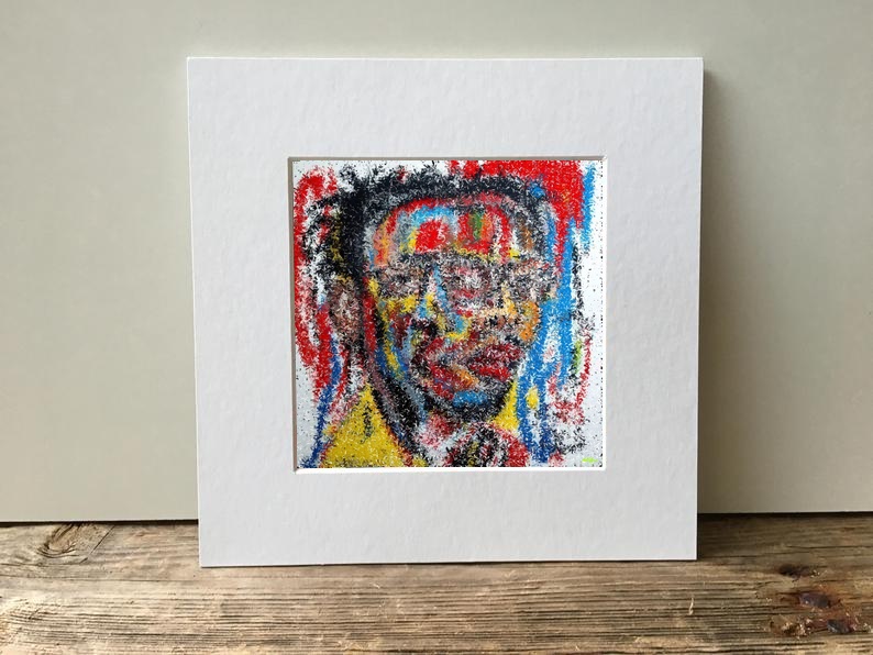 Dynamic Red and Blue Digital Portrait — art on the wall, room interior preview 2