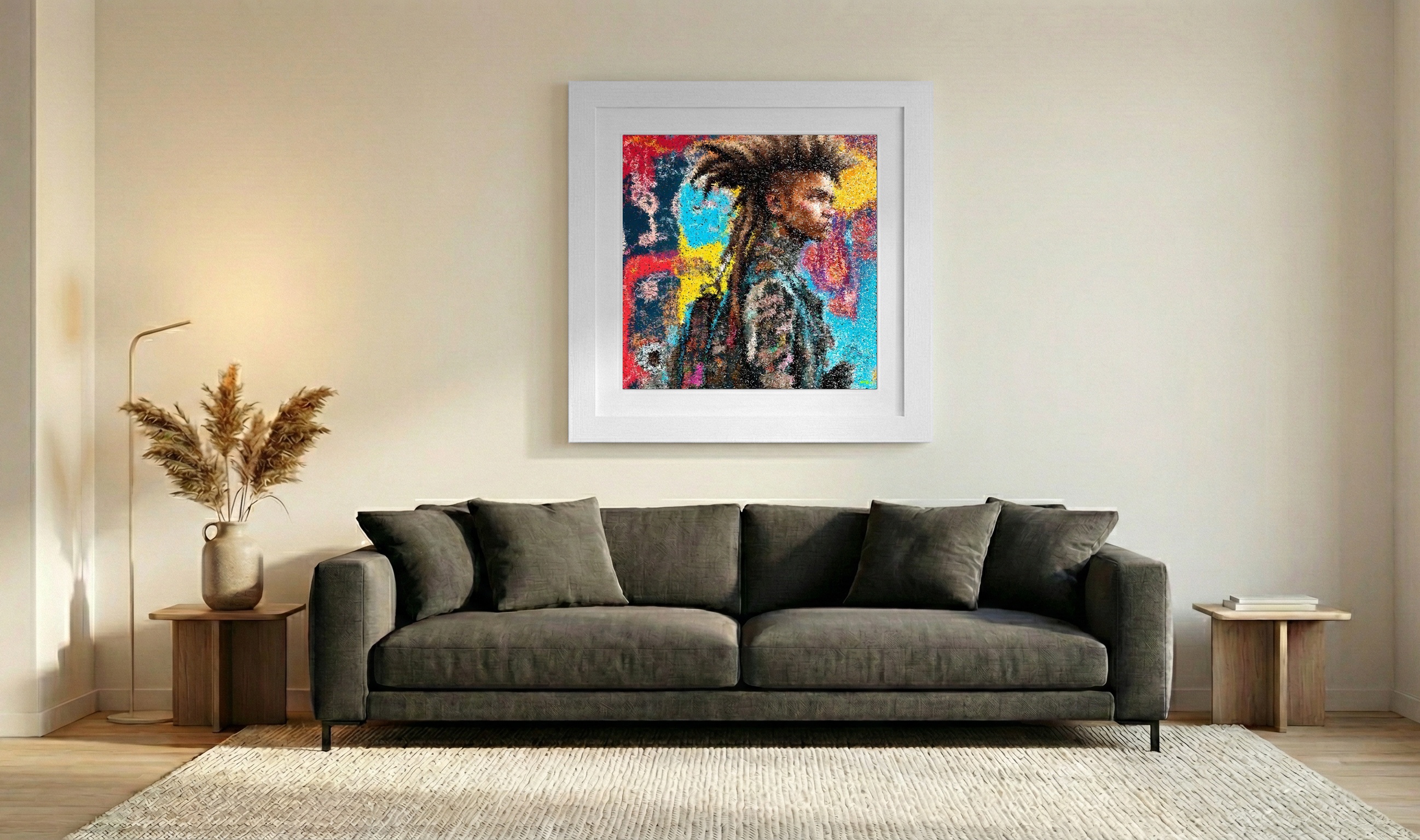 Magenta and Blue Urban Art Profile — art on the wall, room interior preview 3
