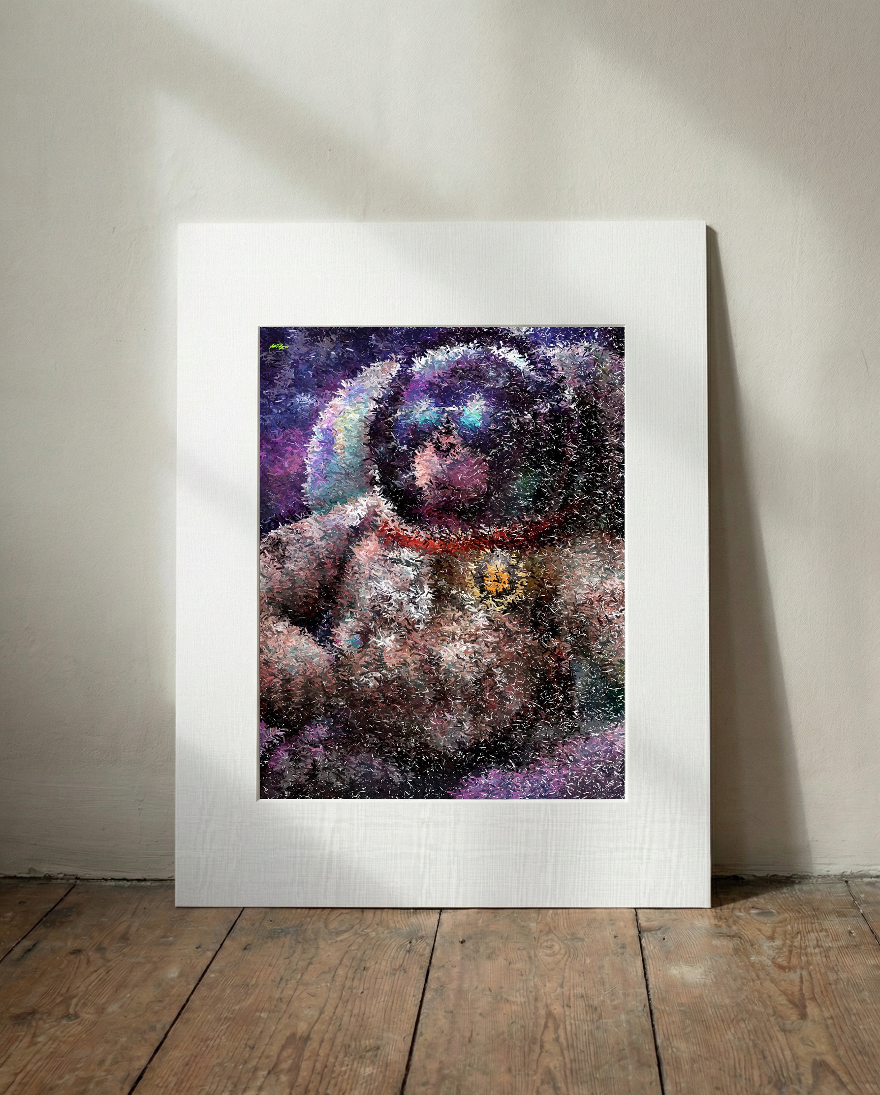 Vivid Purple and Blue Cosmic Monkey Art — art on the wall, room interior preview 3