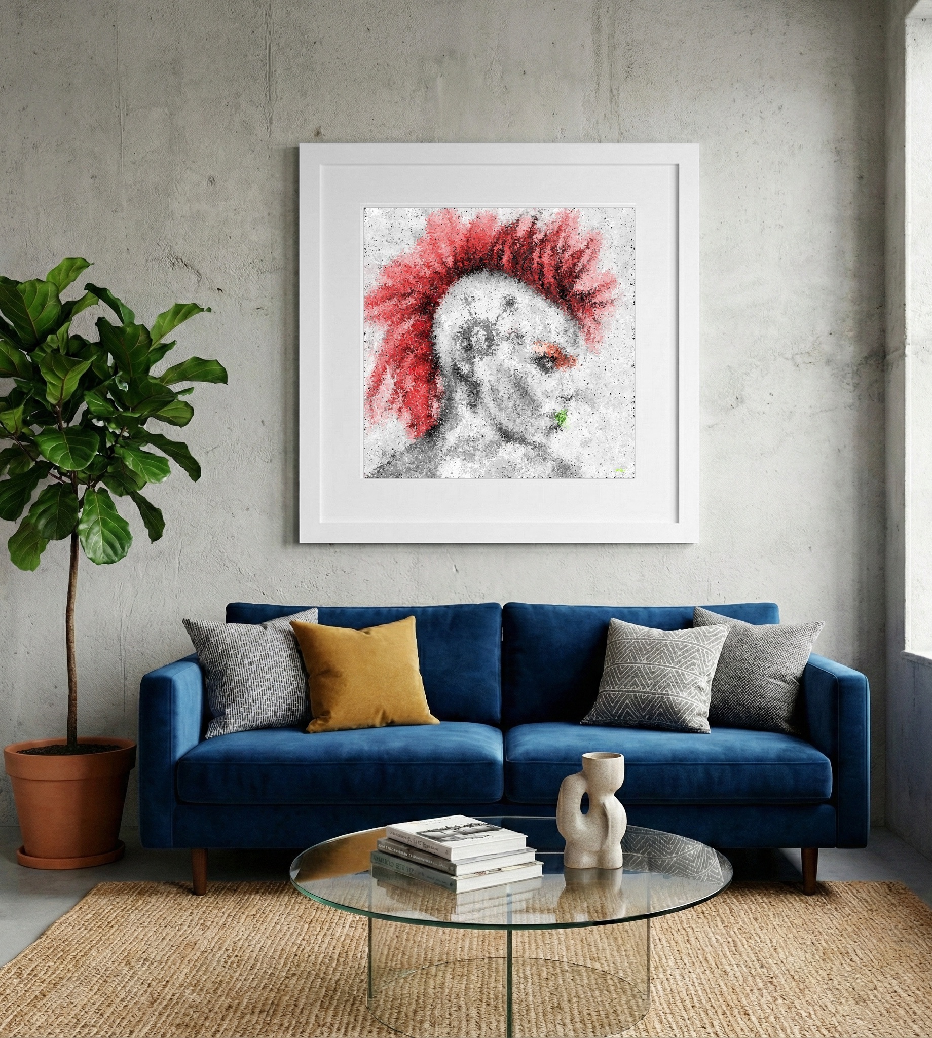 Crimson Punk Girl Digital Artwork — art on the wall, room interior preview 2