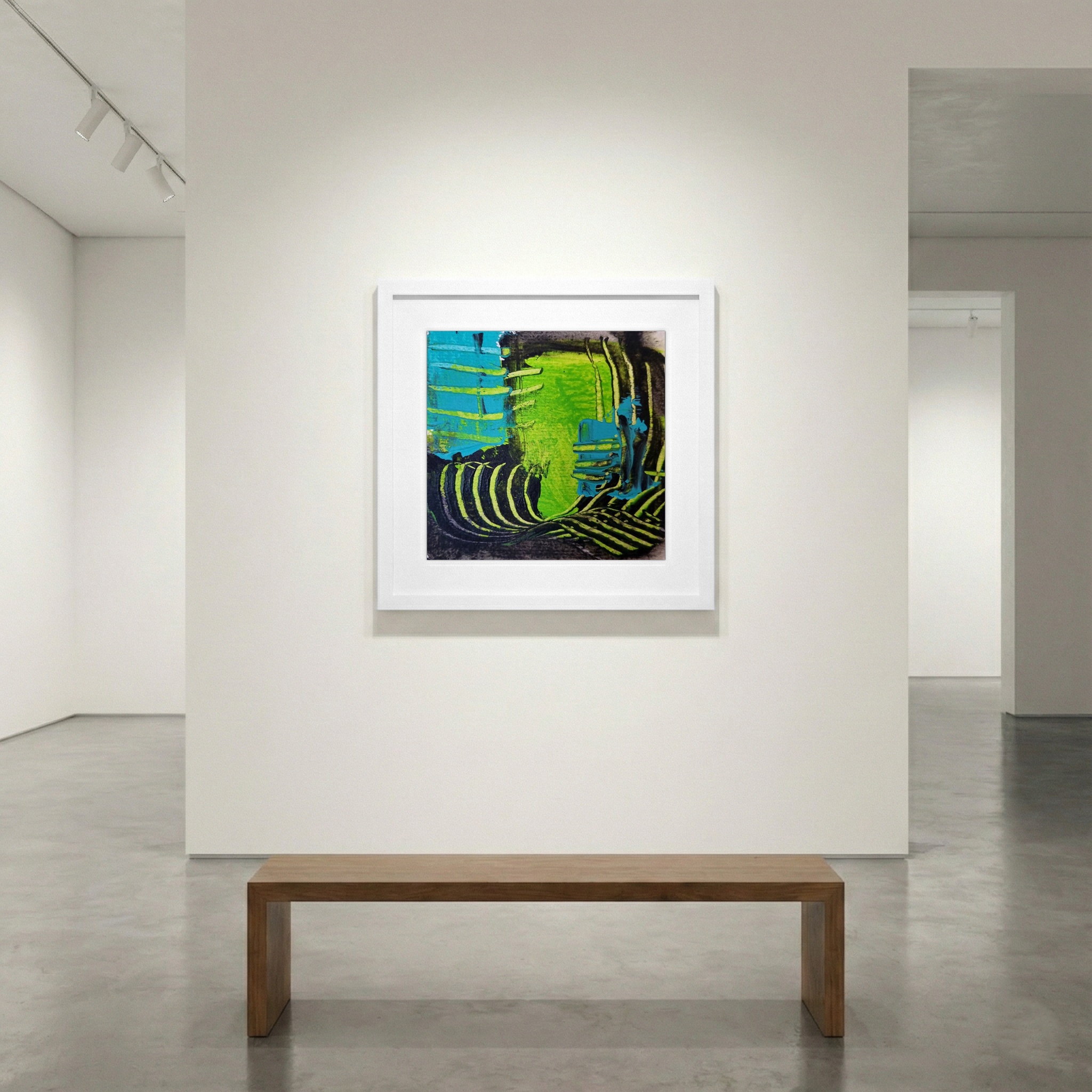 Cerulean and Lime Green Fusion — art on the wall, room interior preview 1