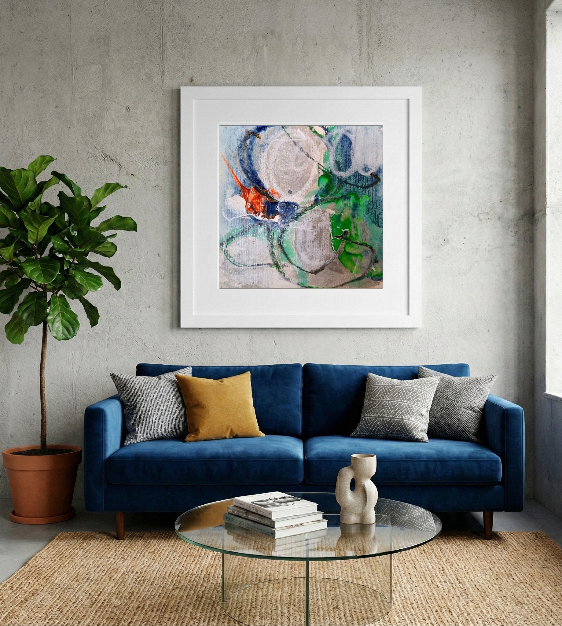Crimson and Green Summer Vibes on Paper — art on the wall, room interior preview 2