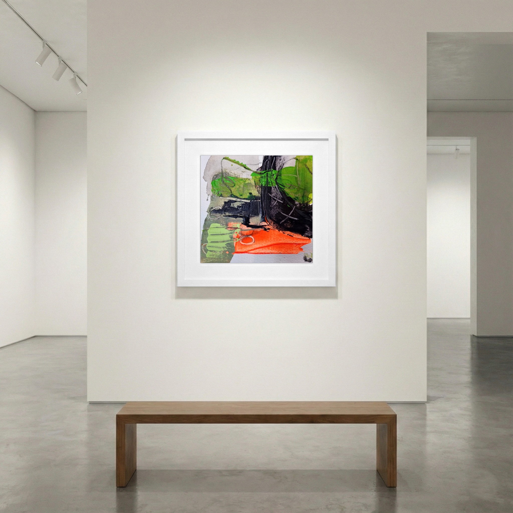 Neon Green and Black Watercolor Abstract — art on the wall, room interior preview 1