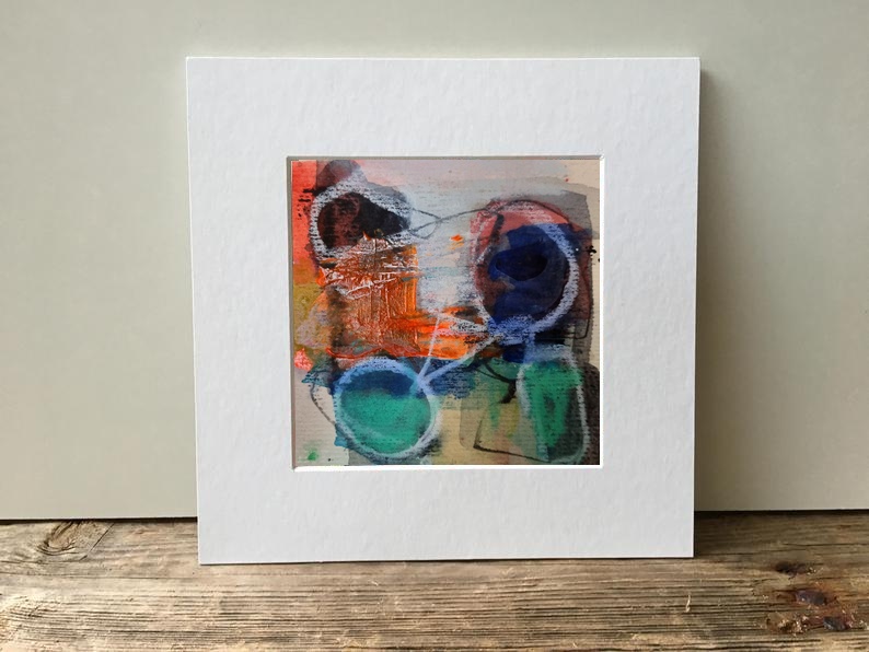 Crimson and Turquoise Playful Abstract on Paper — art on the wall, room interior preview 1