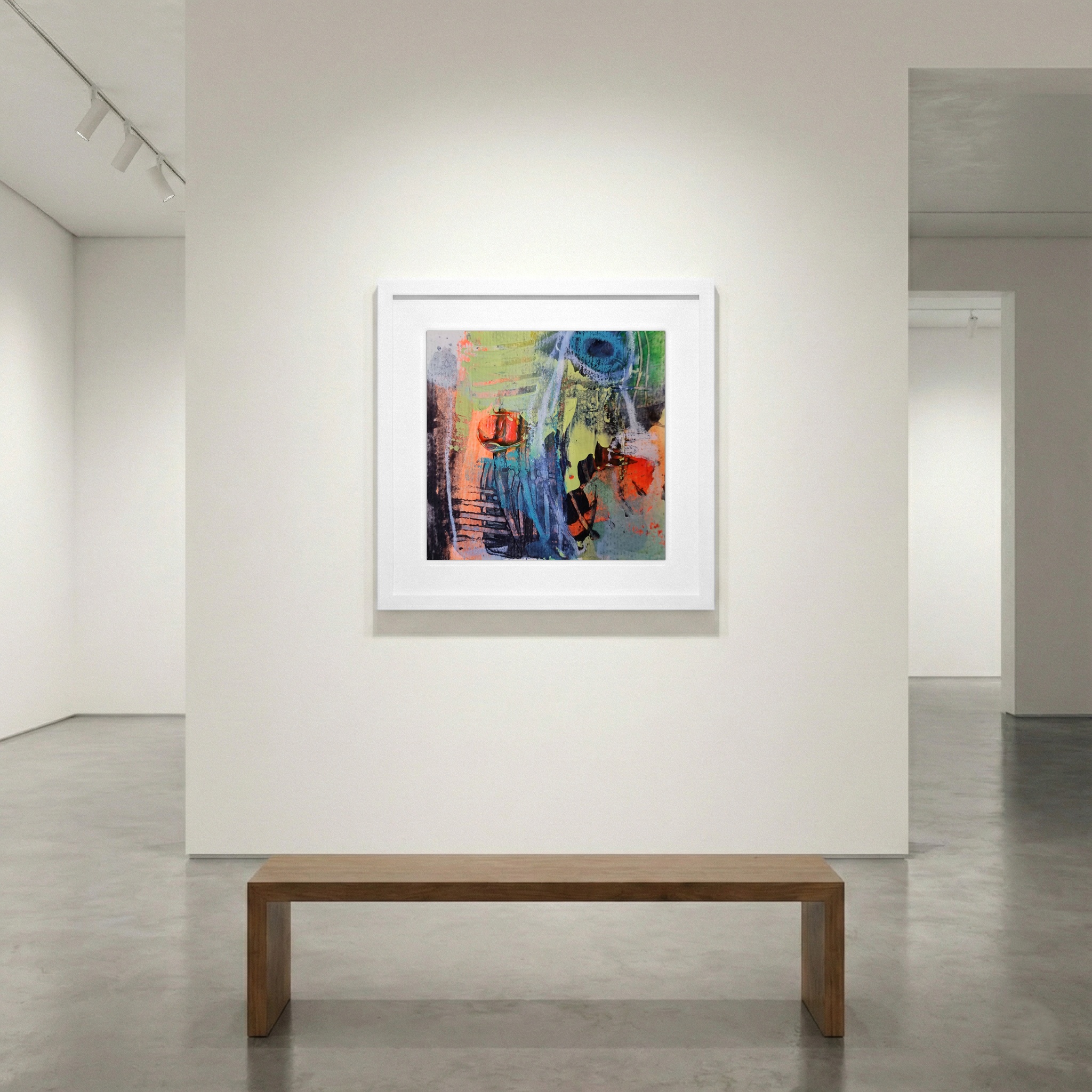 Crimson and Teal Harmony on Paper — art on the wall, room interior preview 1