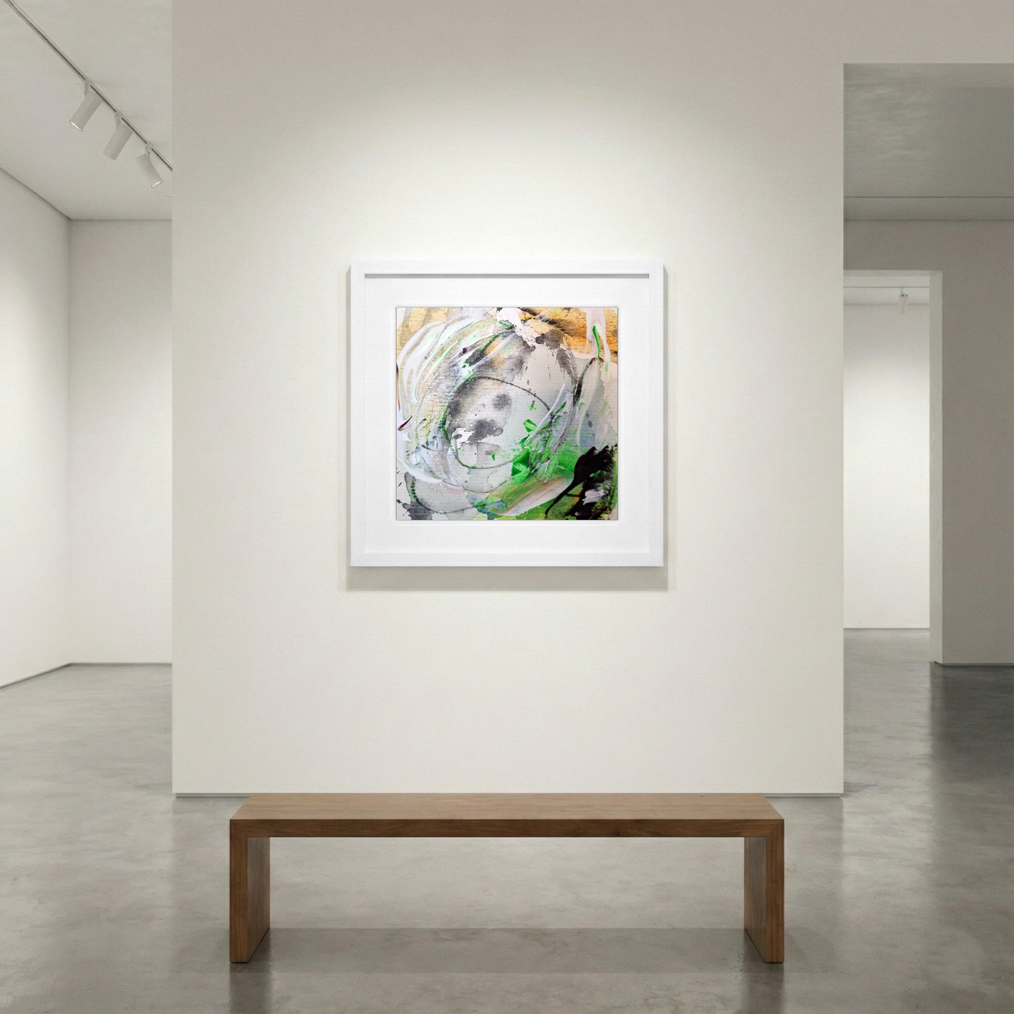 Lively Green and Gray on Paper — art on the wall, room interior preview 1