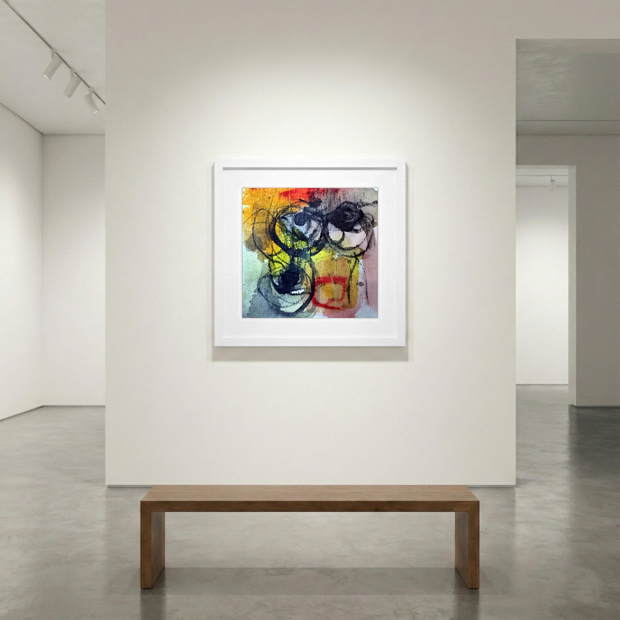 Burnt Yellow and Red Dance on Paper — art on the wall, room interior preview 1