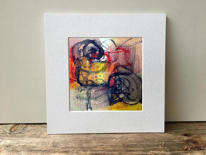 Golden Red Swirls on Paper — art on the wall, room interior preview 3