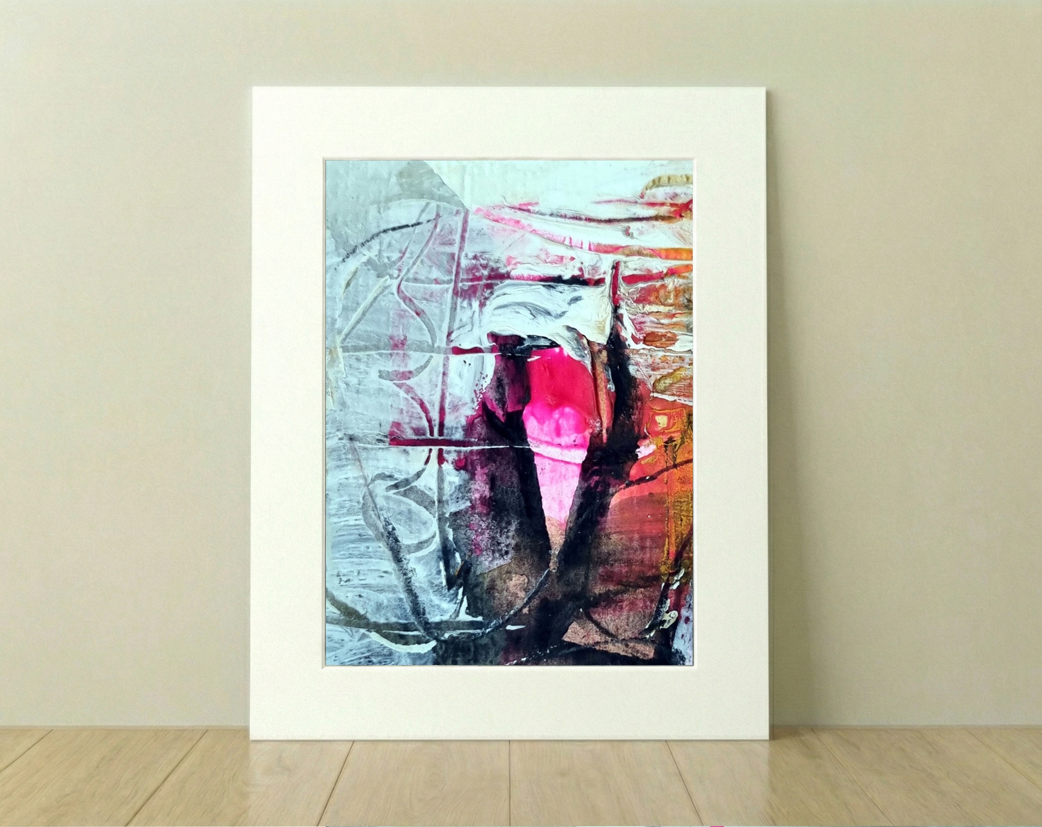 Dynamic Magenta Blends with Black — art on the wall, room interior preview 2