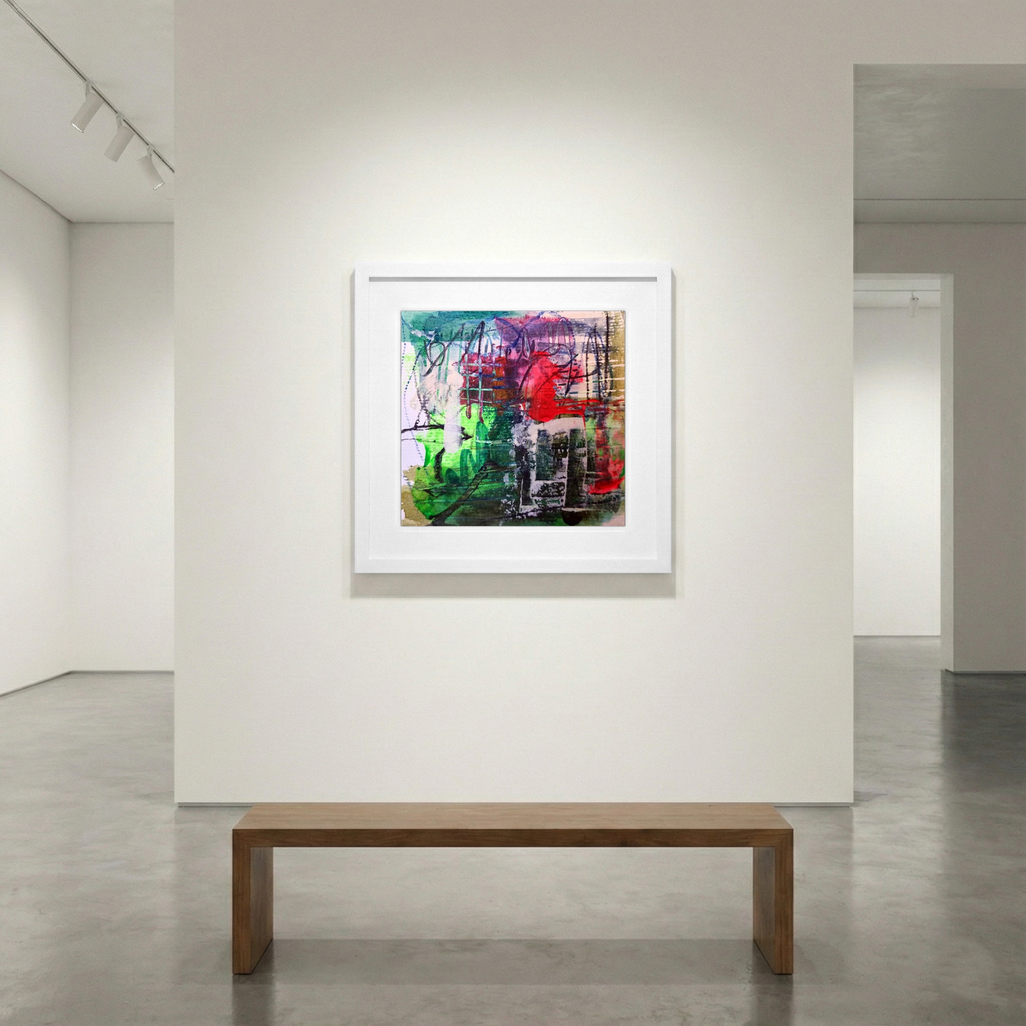 Energetic Green and Red on Paper — art on the wall, room interior preview 1