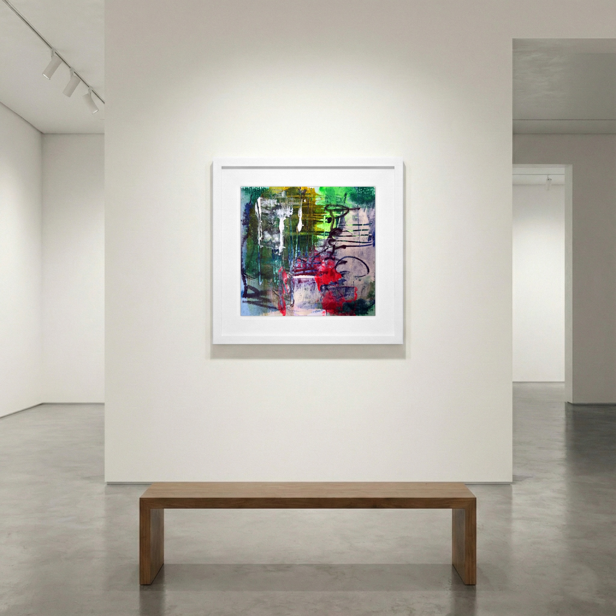 Vibrant Green Layers on Paper — art on the wall, room interior preview 1