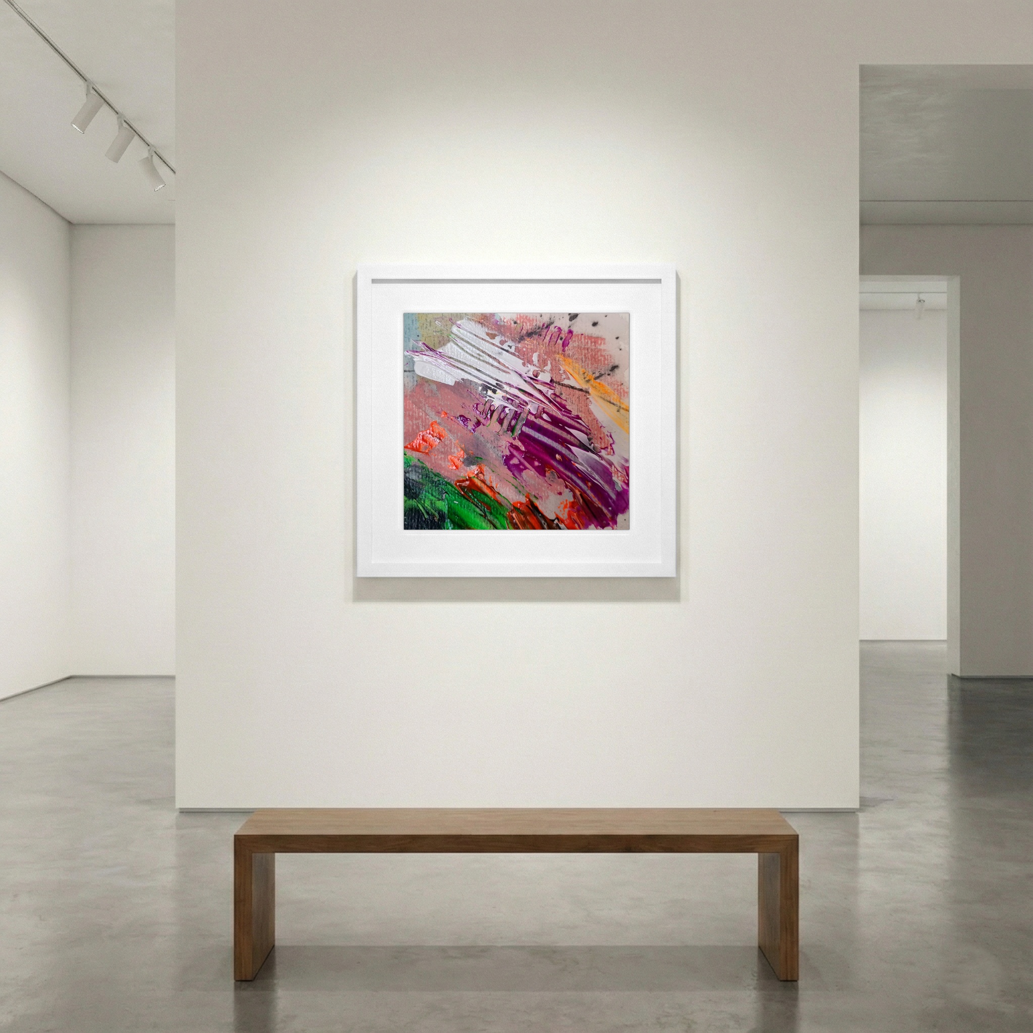 Vibrant Purple and Bright Orange Abstract on Paper — art on the wall, room interior preview 1