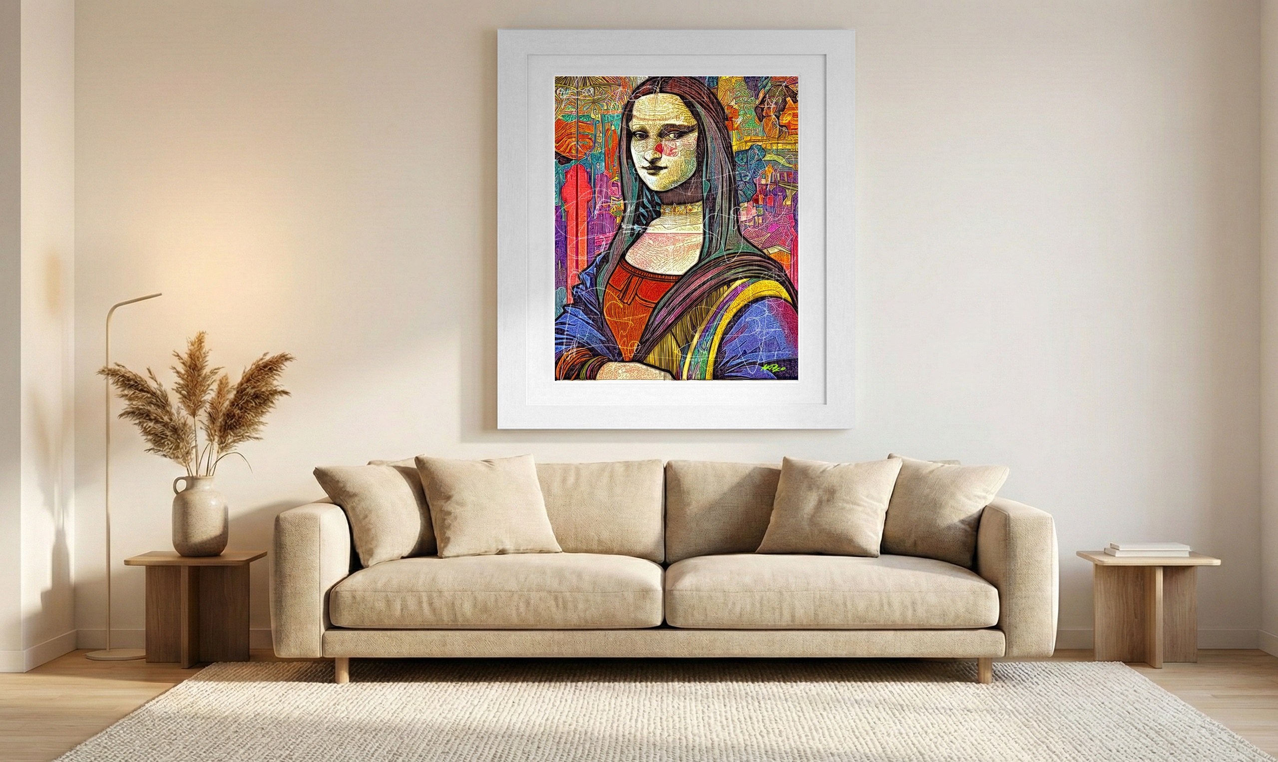 Vivid Colors in Mona Lisa Digital Art — art on the wall, room interior preview 1