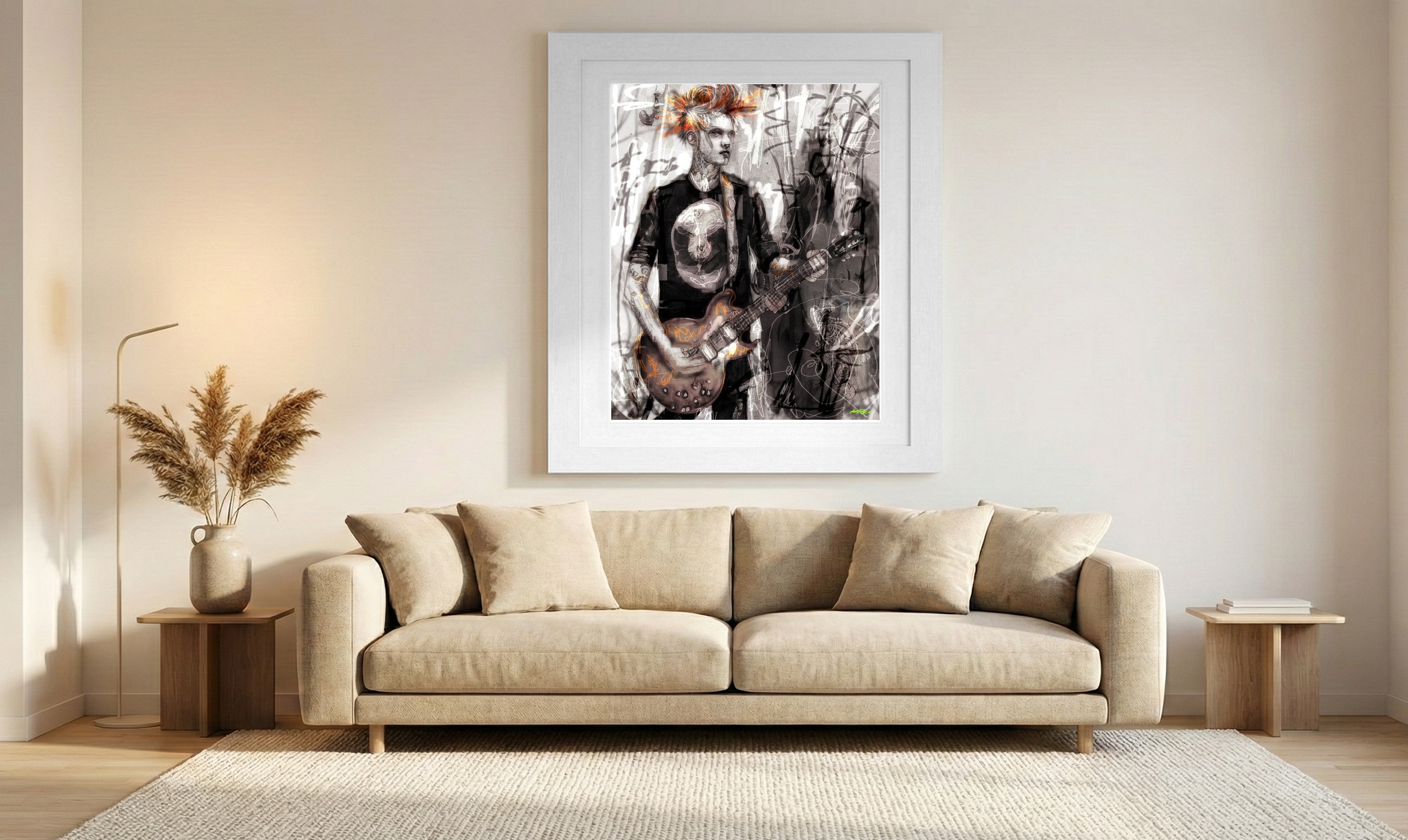 Black and White Guitar Hero Vibes — art on the wall, room interior preview 1