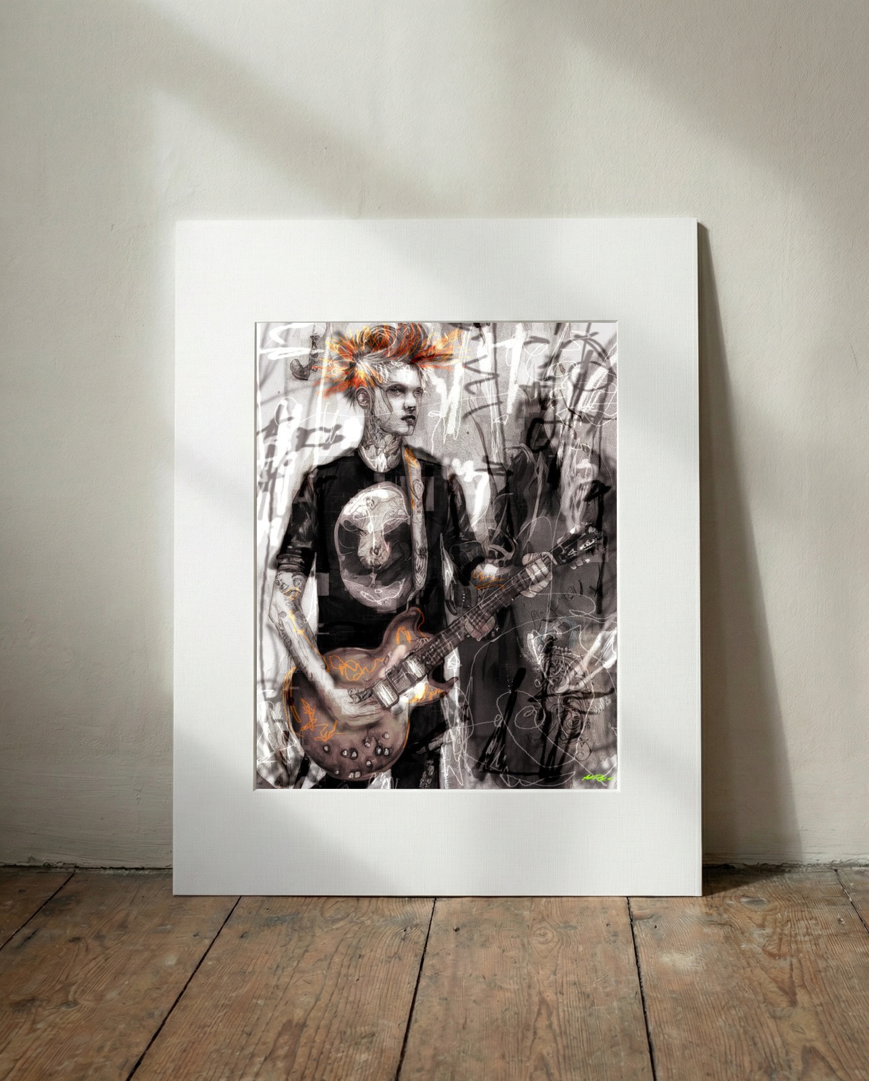 Black and White Guitar Hero Vibes — art on the wall, room interior preview 3