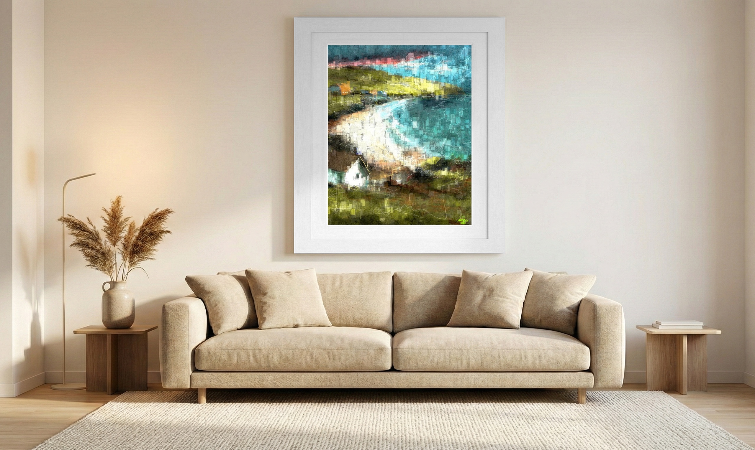 Vivid Coastal House Digital Art — art on the wall, room interior preview 1