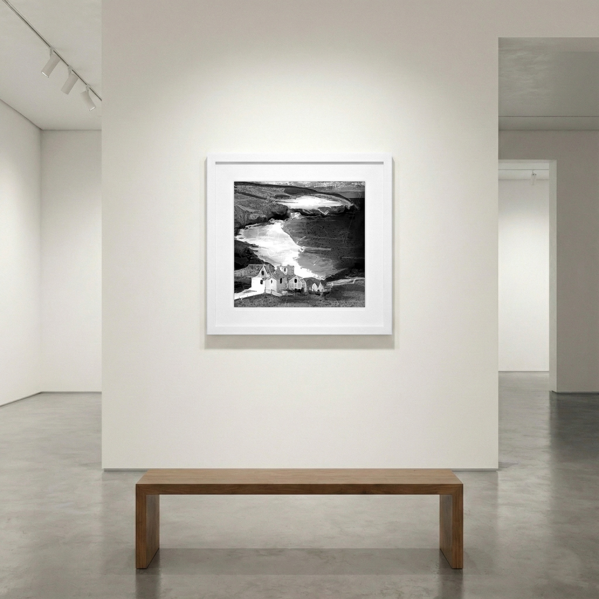 Dramatic Black and White Cliffside Houses — art on the wall, room interior preview 1