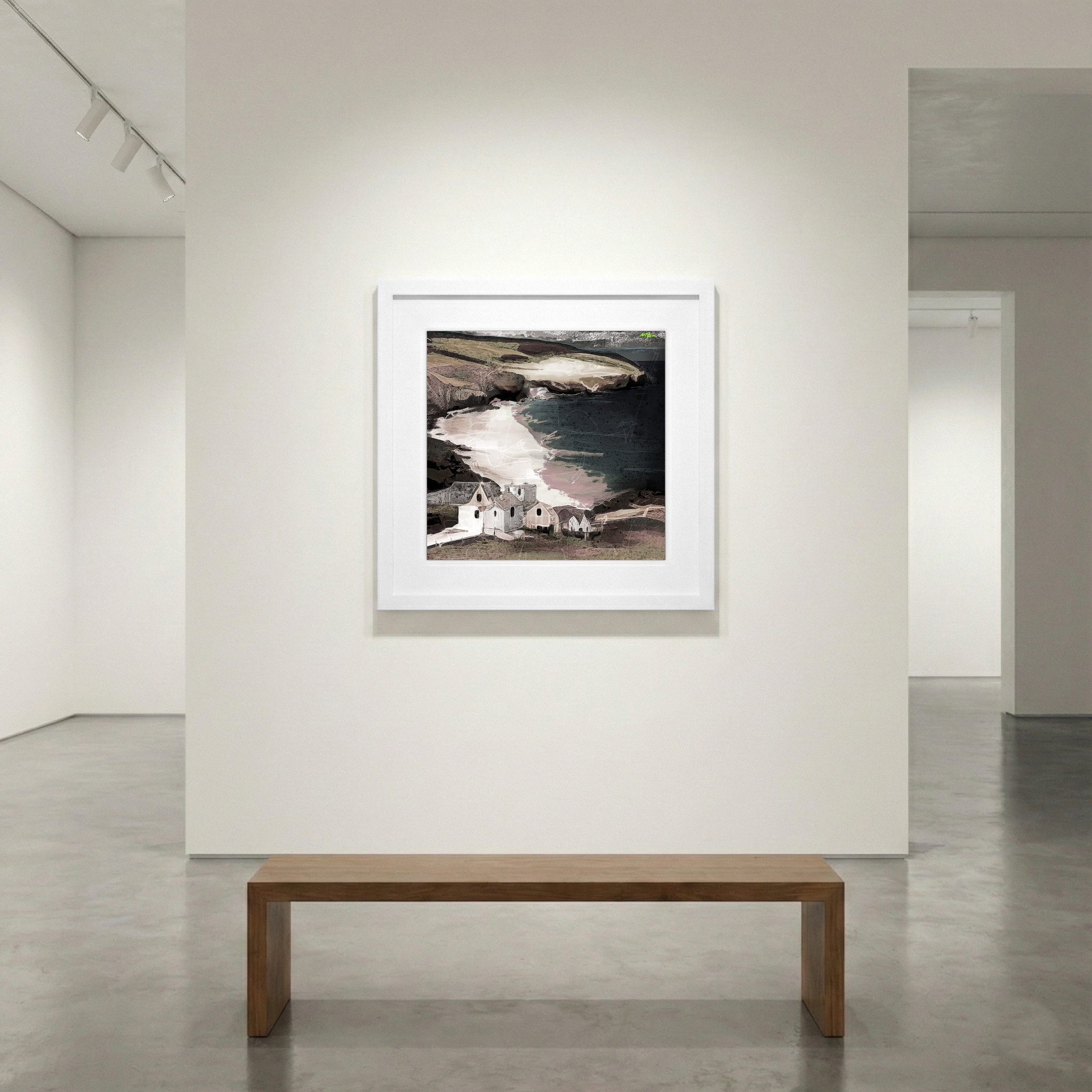 Calm Beige and Grey House at the Cliff — art on the wall, room interior preview 1