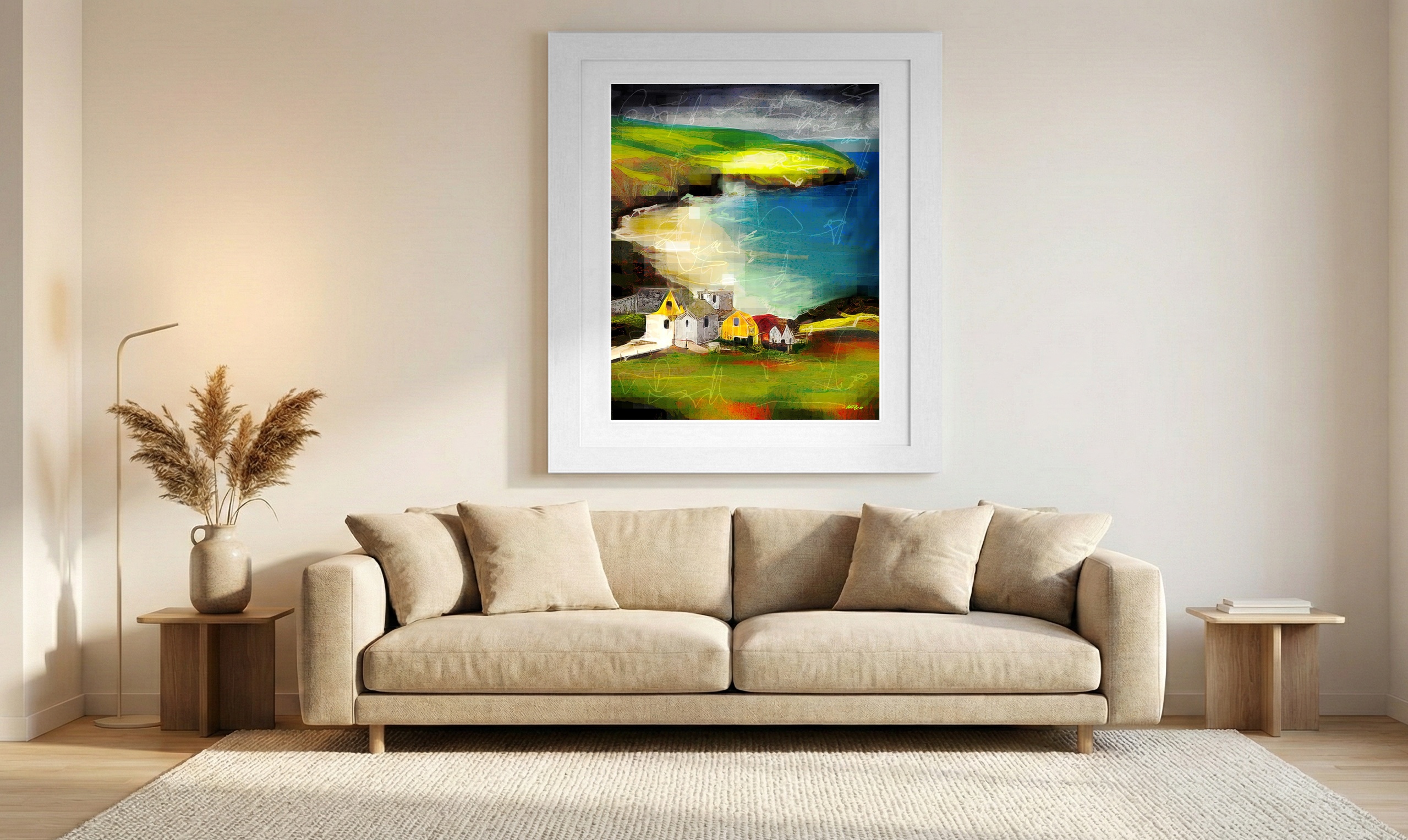 Cliffside House with Dreamy Colors — art on the wall, room interior preview 1