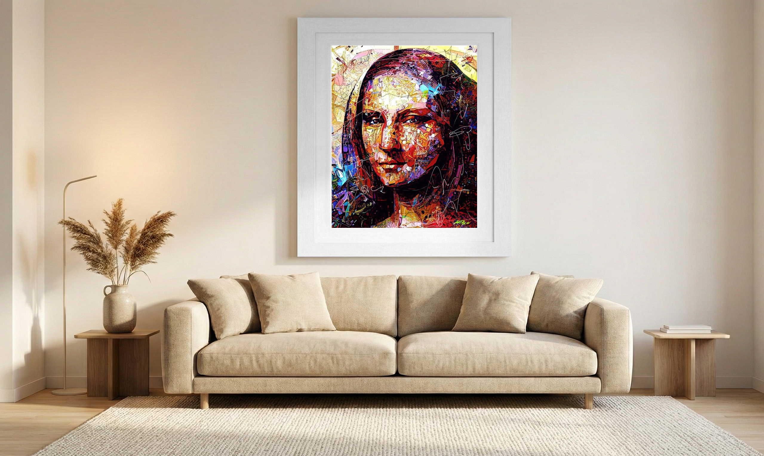 Vibrant Modern Mona Lisa in Bold Colors — art on the wall, room interior preview 1