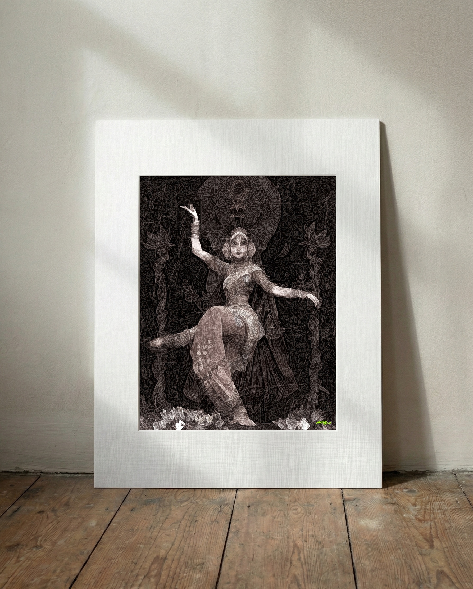 Graceful Woman Dancing in Monochrome — art on the wall, room interior preview 3