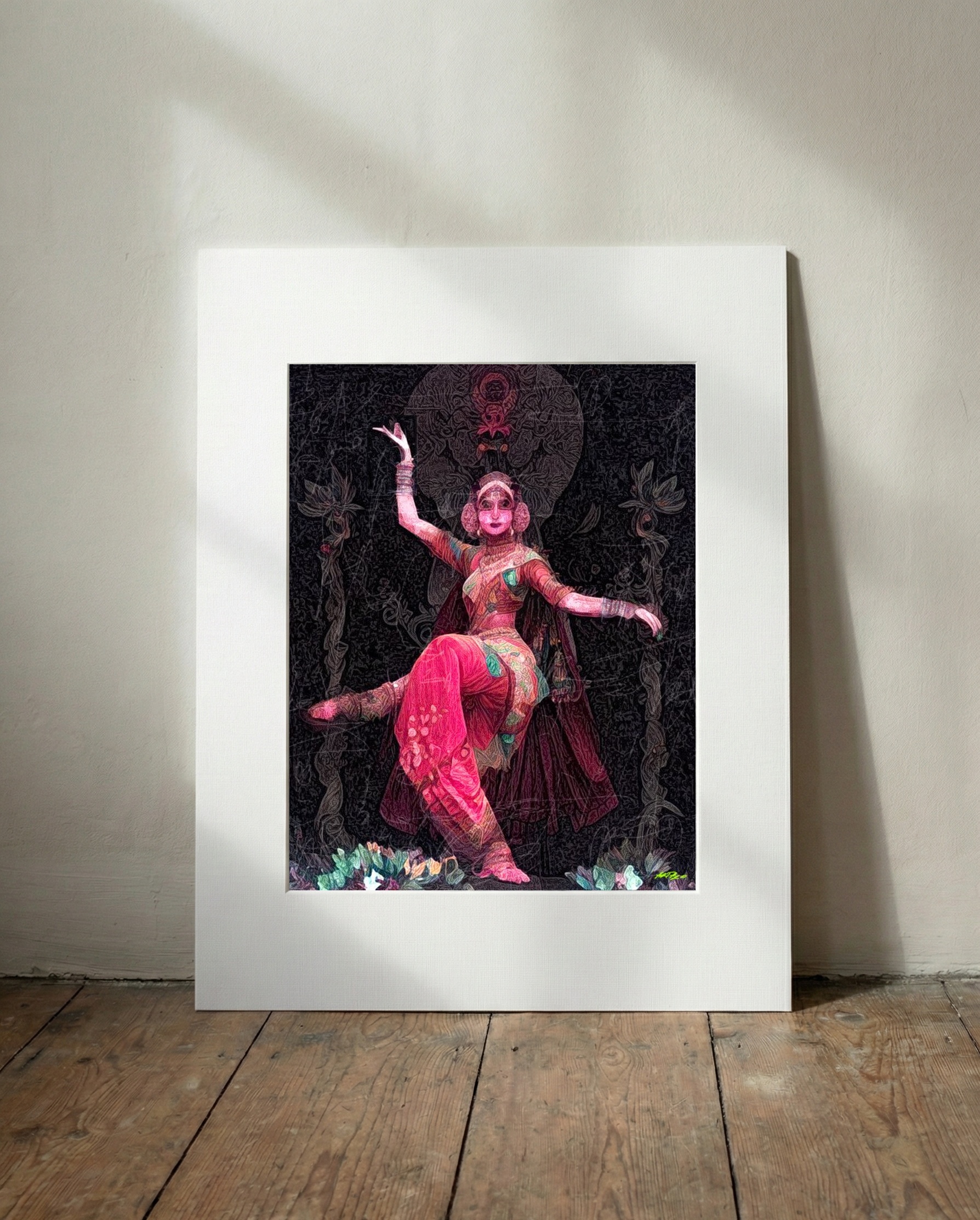 Joyful Pink Dancer Digital Art — art on the wall, room interior preview 3
