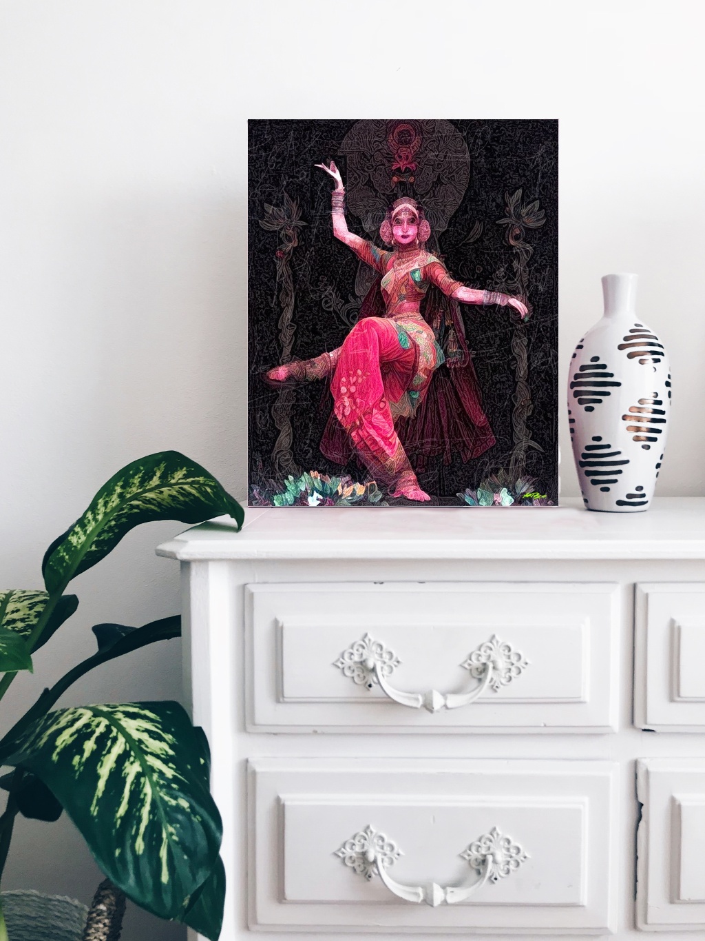 Joyful Pink Dancer Digital Art — art on the wall, room interior preview 2