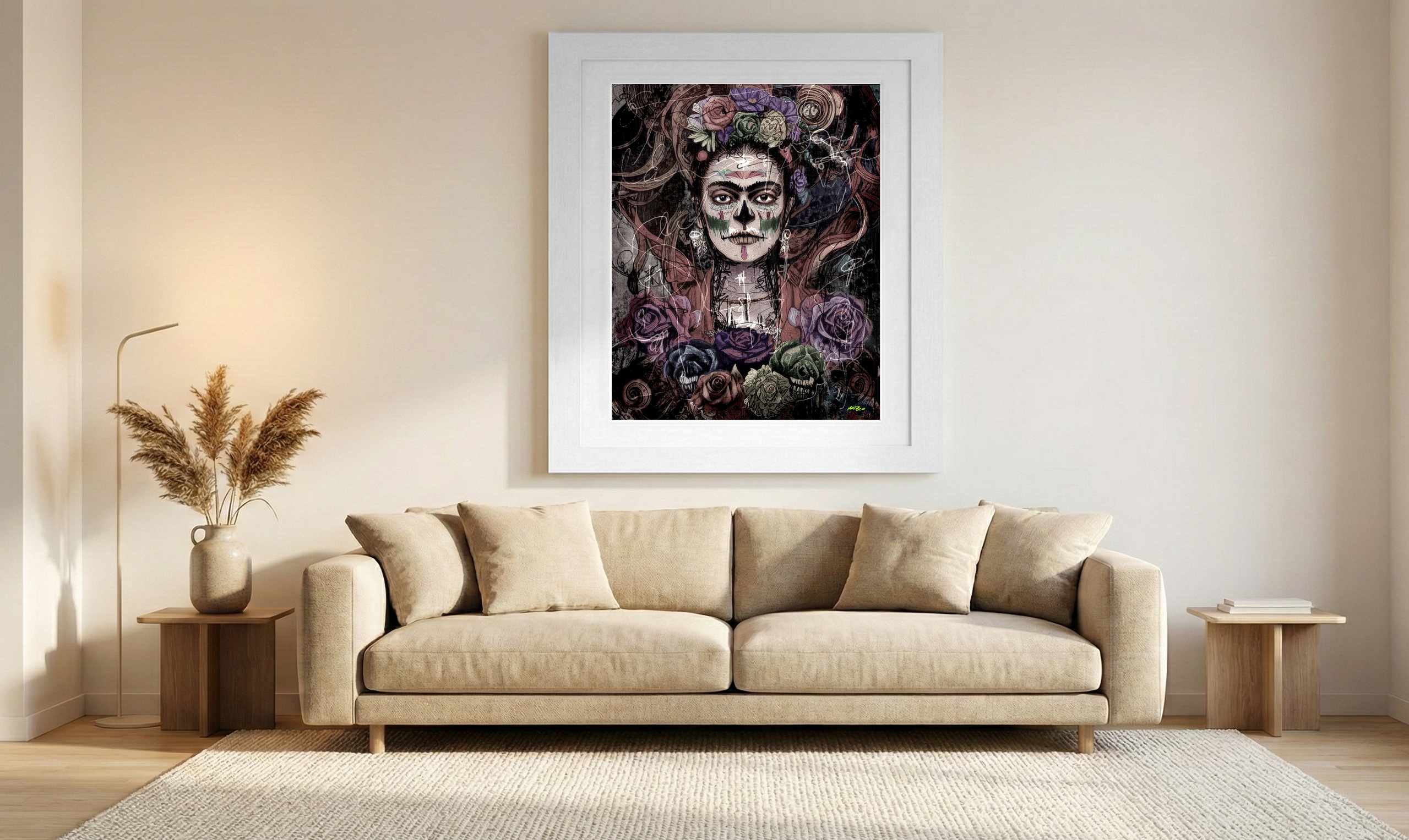 Frida Kahlo Inspired Digital Art — art on the wall, room interior preview 1