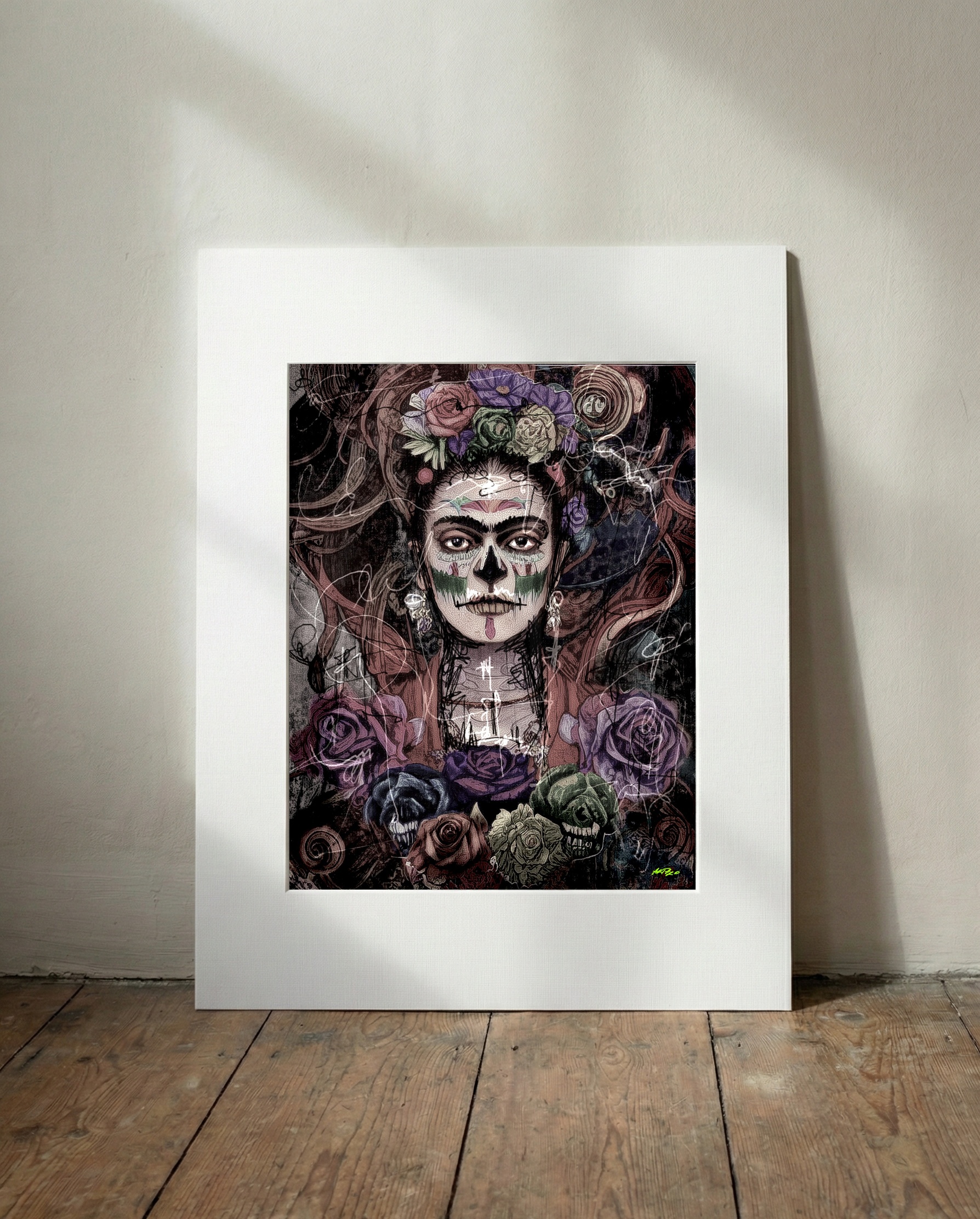 Frida Kahlo Inspired Digital Art — art on the wall, room interior preview 3