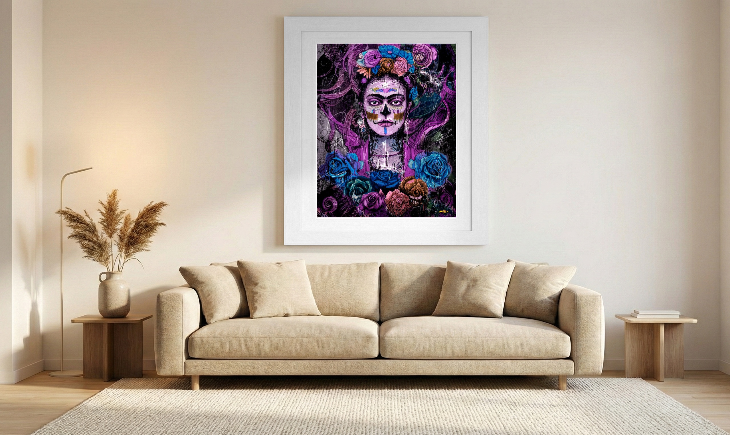 Frida Kahlo Essence Digital Art — art on the wall, room interior preview 1