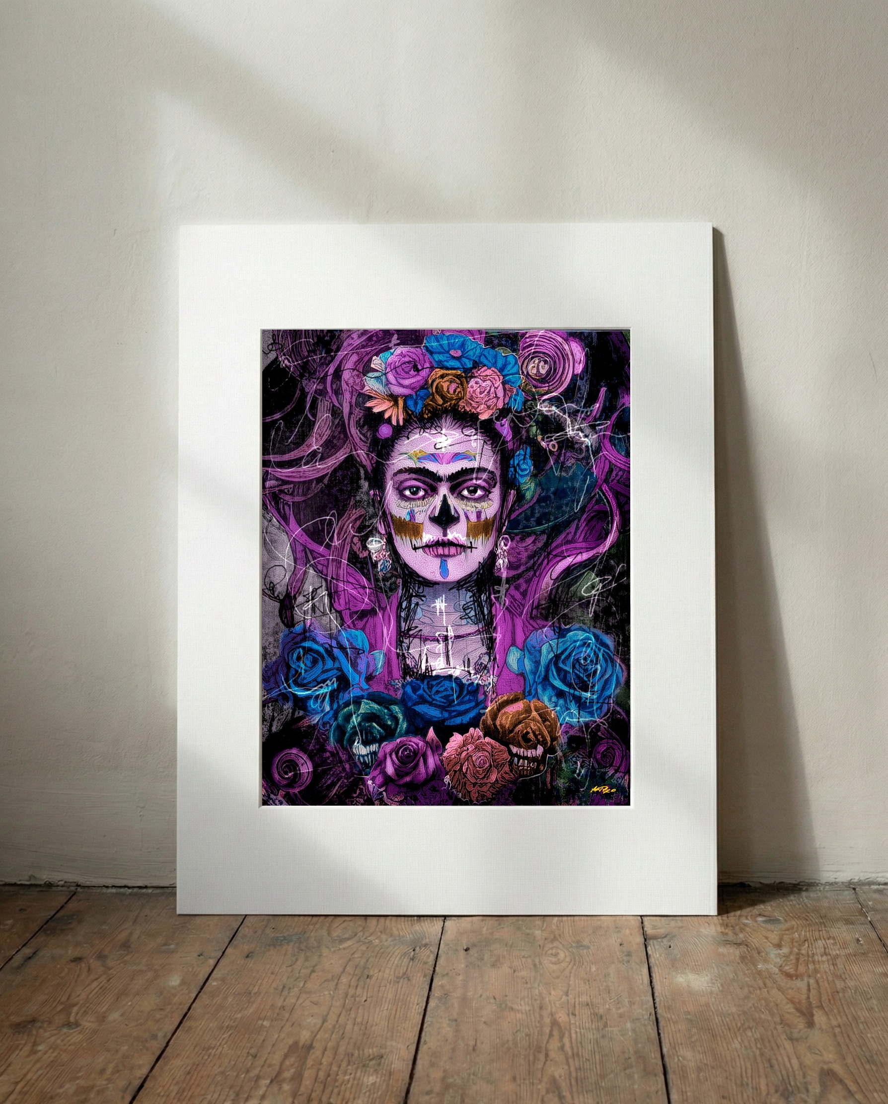 Frida Kahlo Essence Digital Art — art on the wall, room interior preview 3