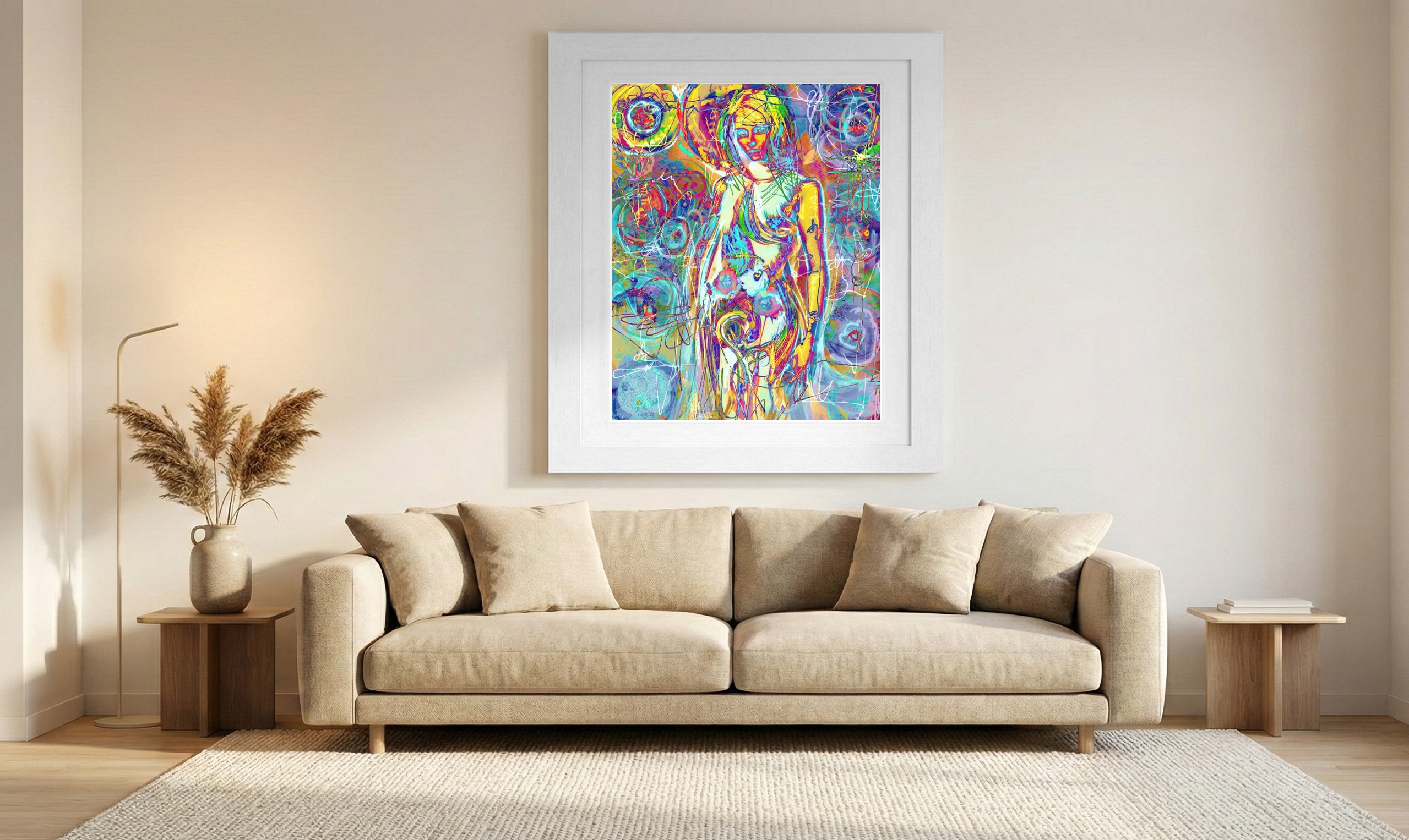 Colorful Abstract Diva — art on the wall, room interior preview 1
