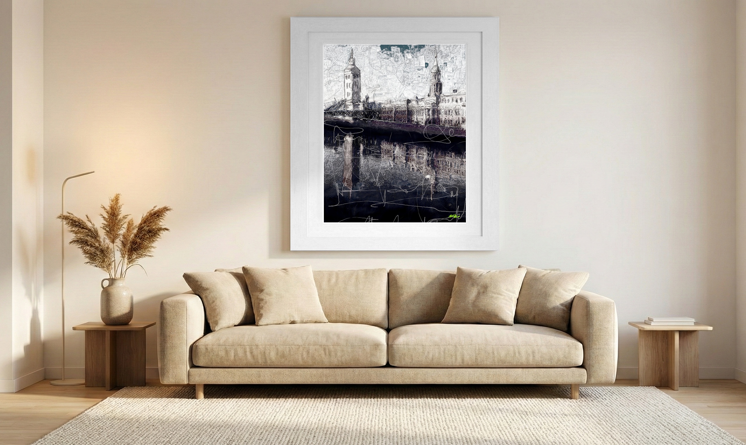 Striking Black and White Dublin Custom House — art on the wall, room interior preview 1