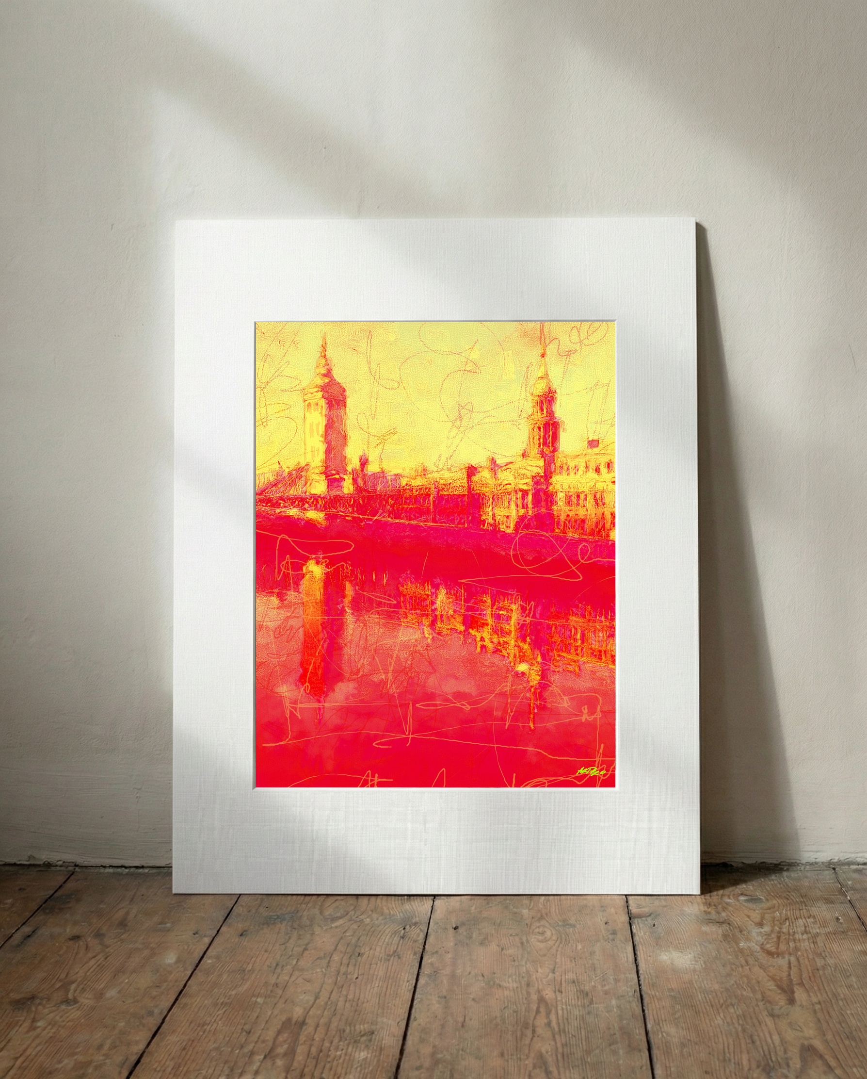Vibrant Red and Yellow Dublin Custom House — art on the wall, room interior preview 3